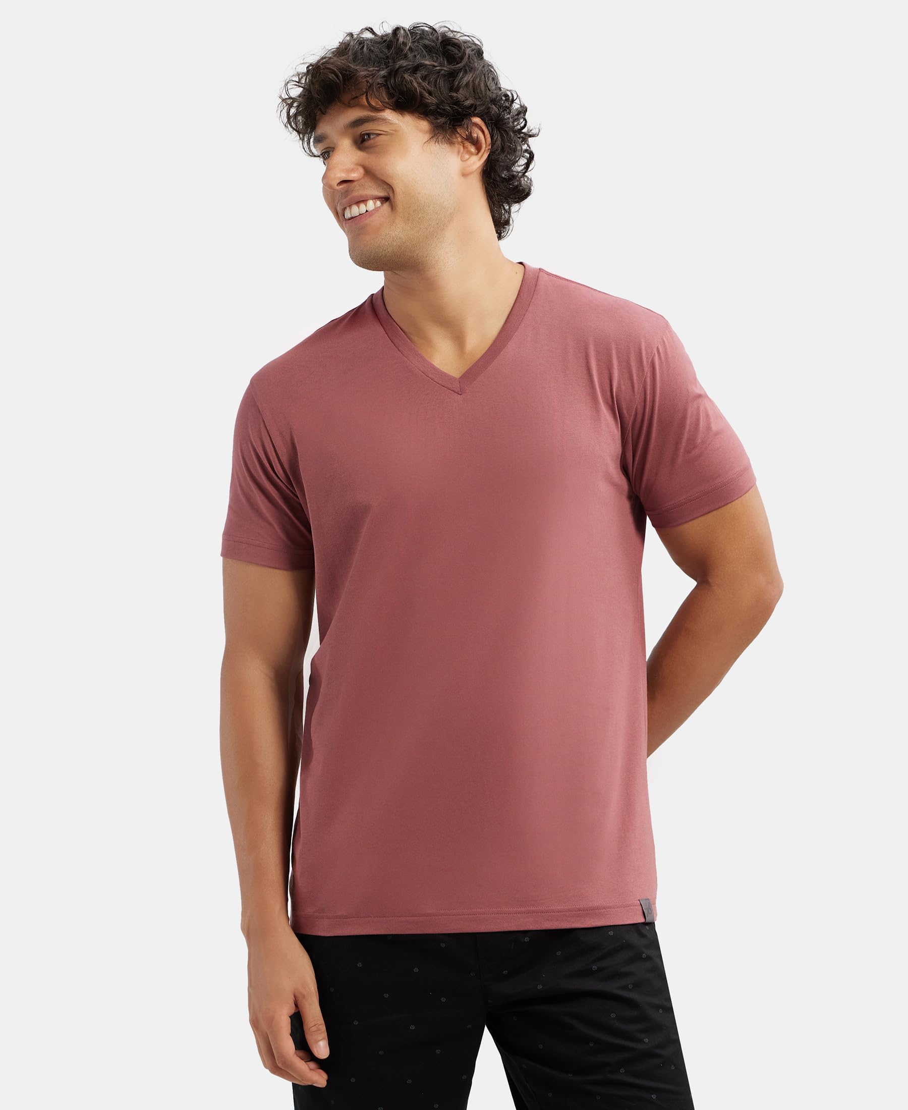 Jockey Men's Solid V Neck T-Shirt - Wild Ginger - Image 5