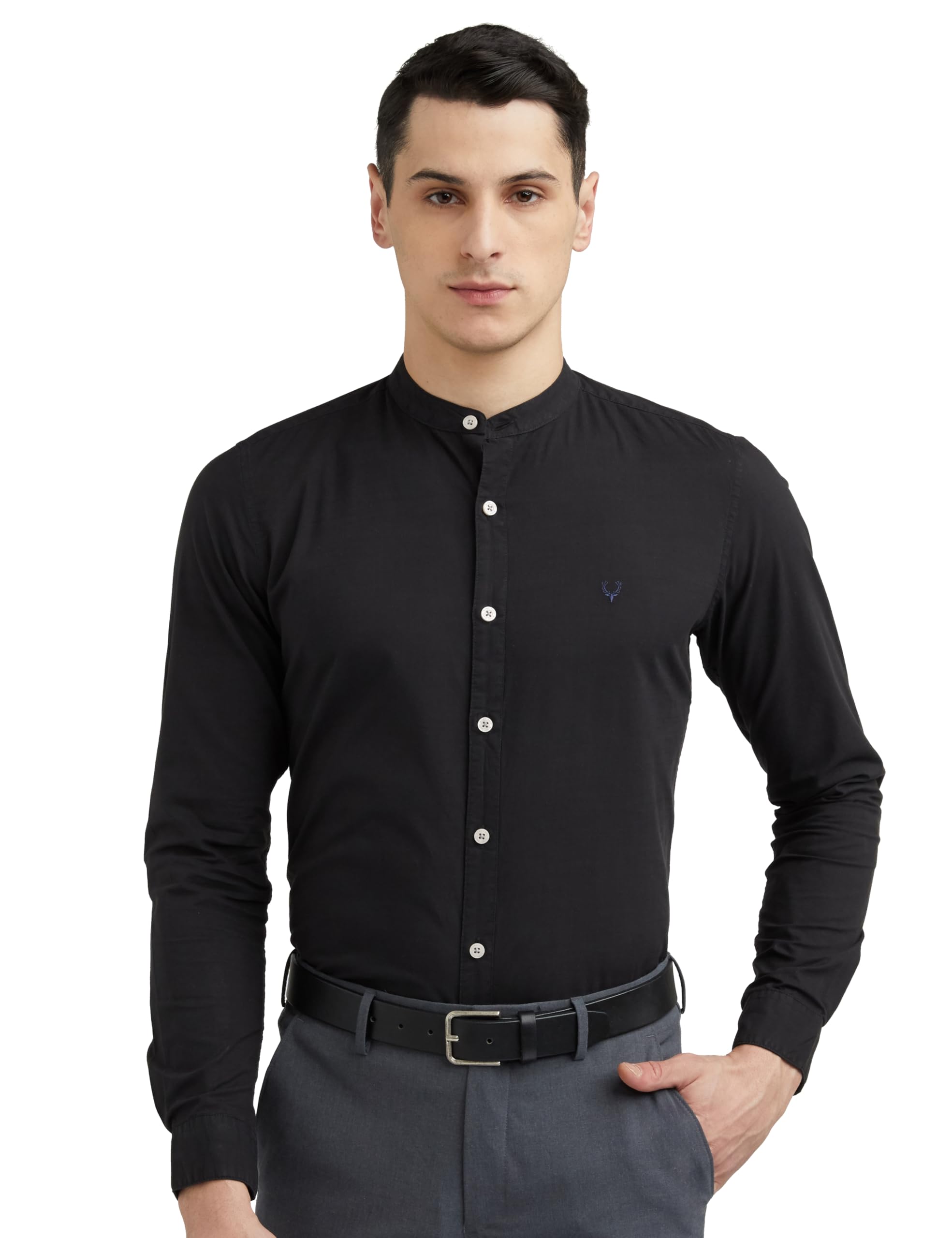 Allen Solly Men Cotton Slim Fit Casual Shirt - Black