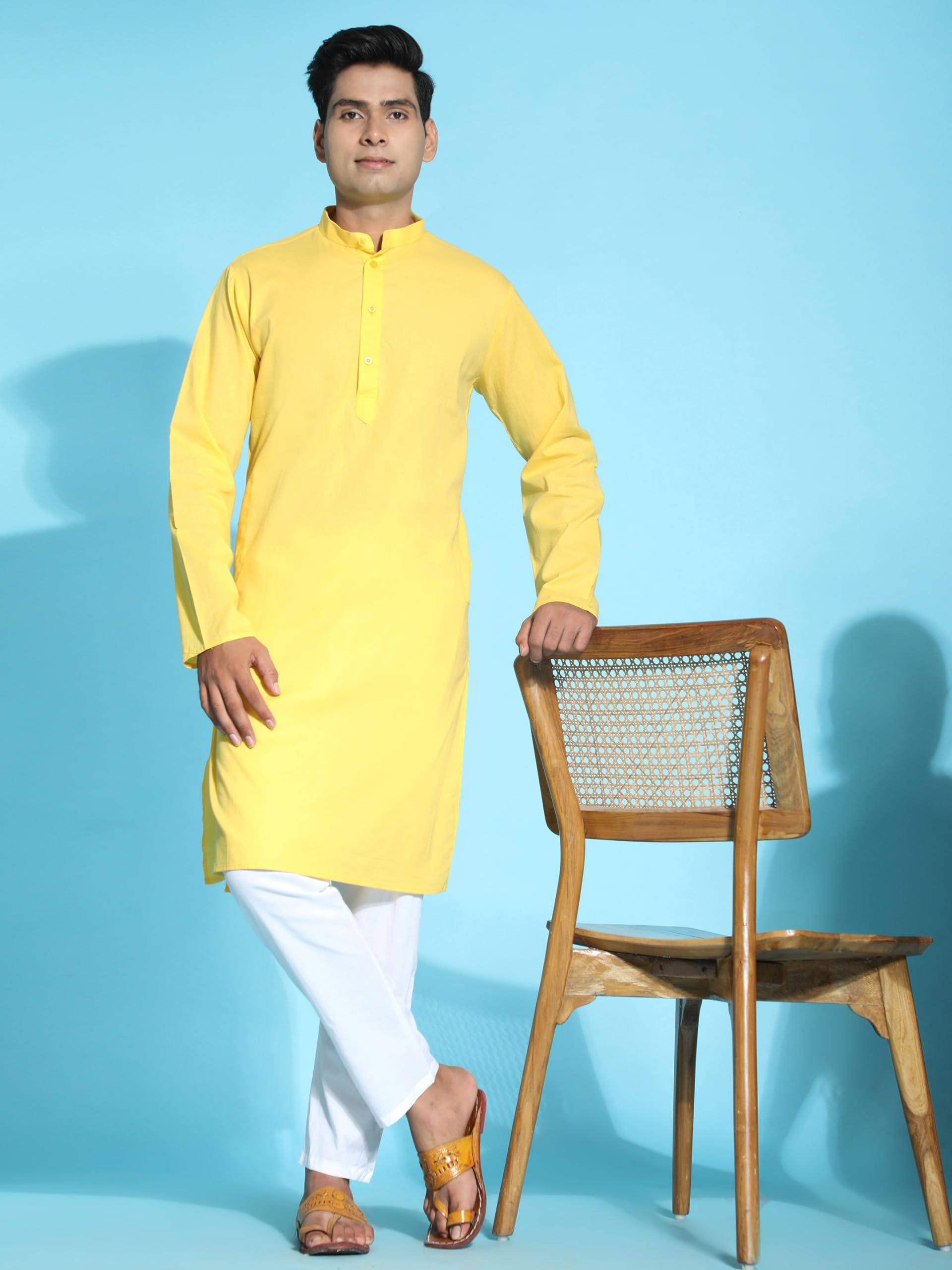 Anarva Men Cotton Kurta - Gold - Image 5