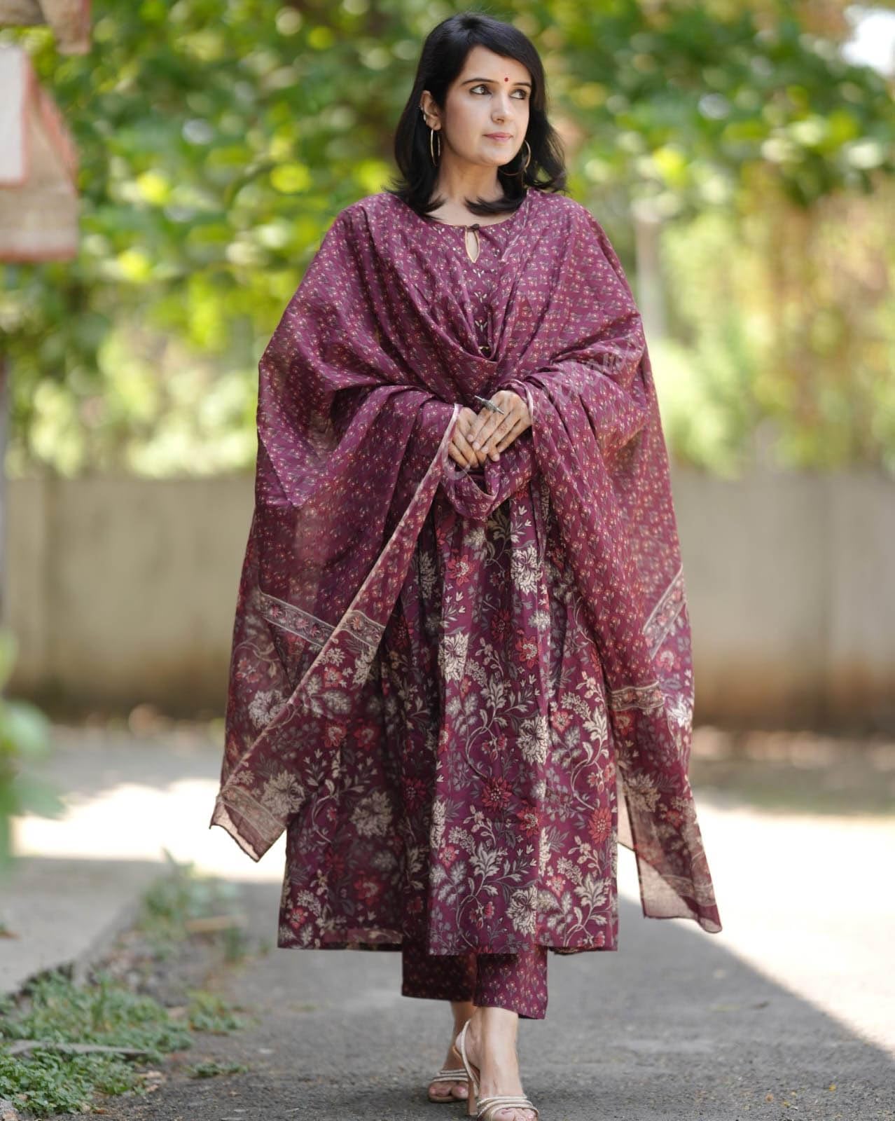 Alvami Maroon Anarkali Kurta Set for Women - Image 5