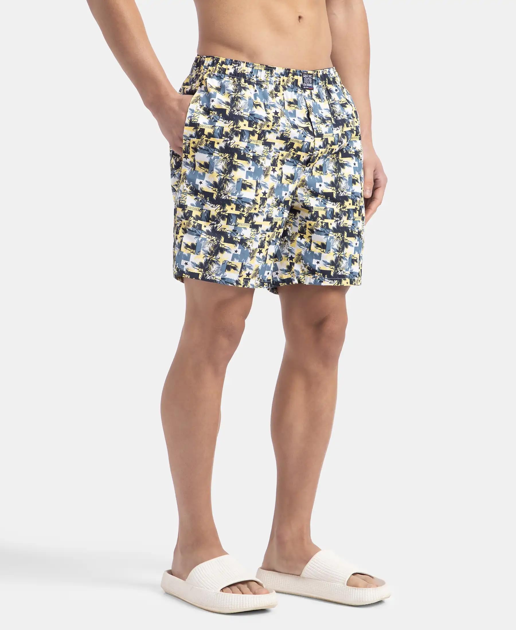 Jockey Men's Cotton Boxer Shorts - Blue Heaven & White - Image 4