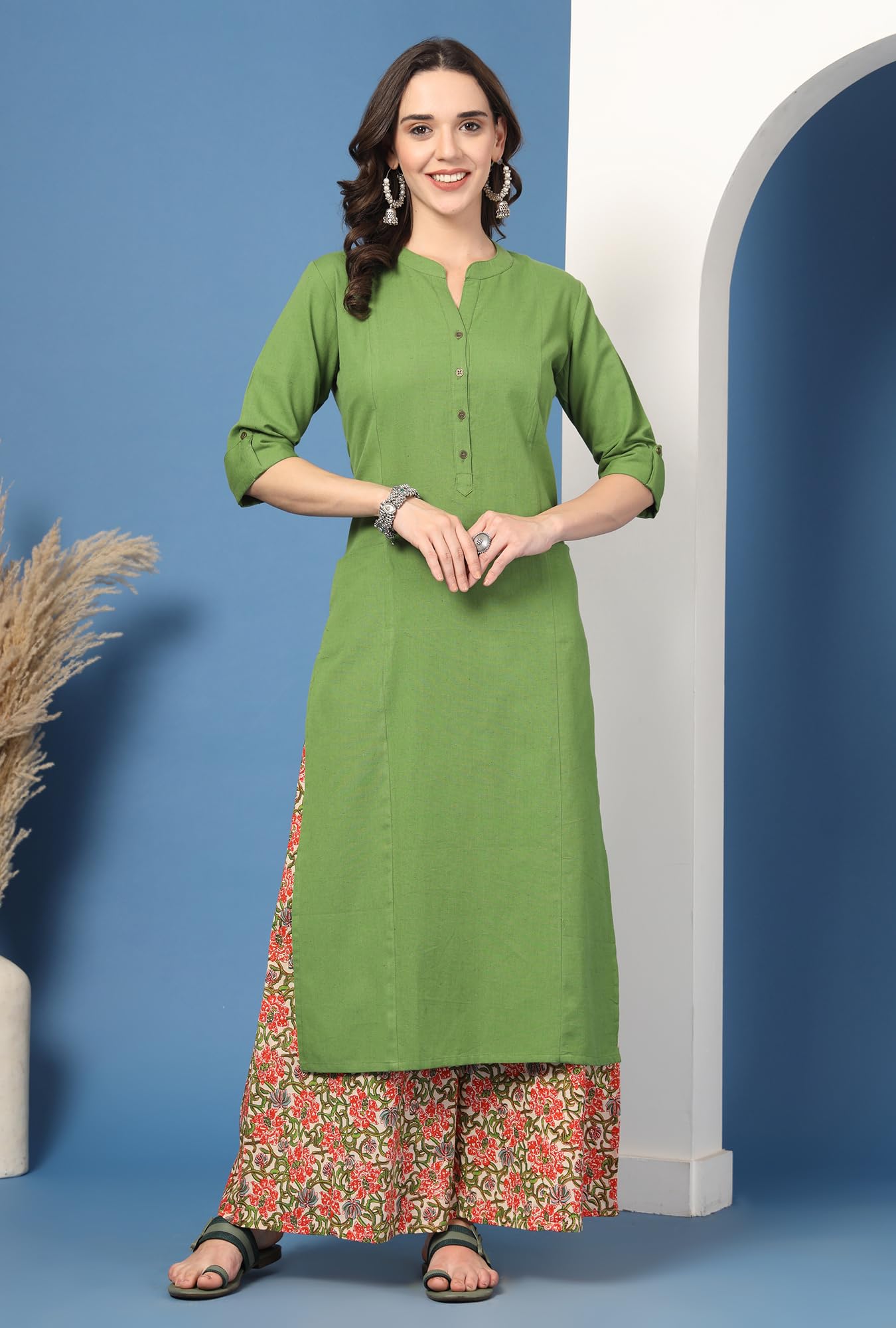 Pistaa Women's Cotton Salwar Suit - Peachy Pink - Image 2