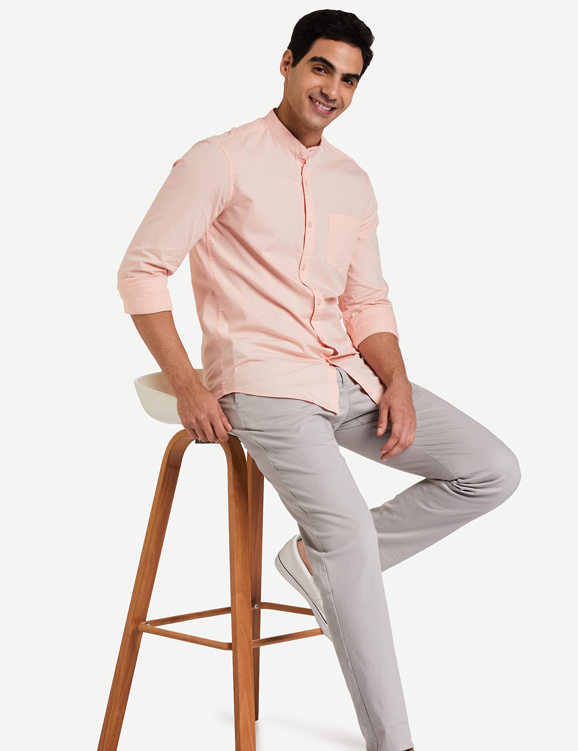 Symbol Men's Cotton Shirt - Blush Pink - Image 3