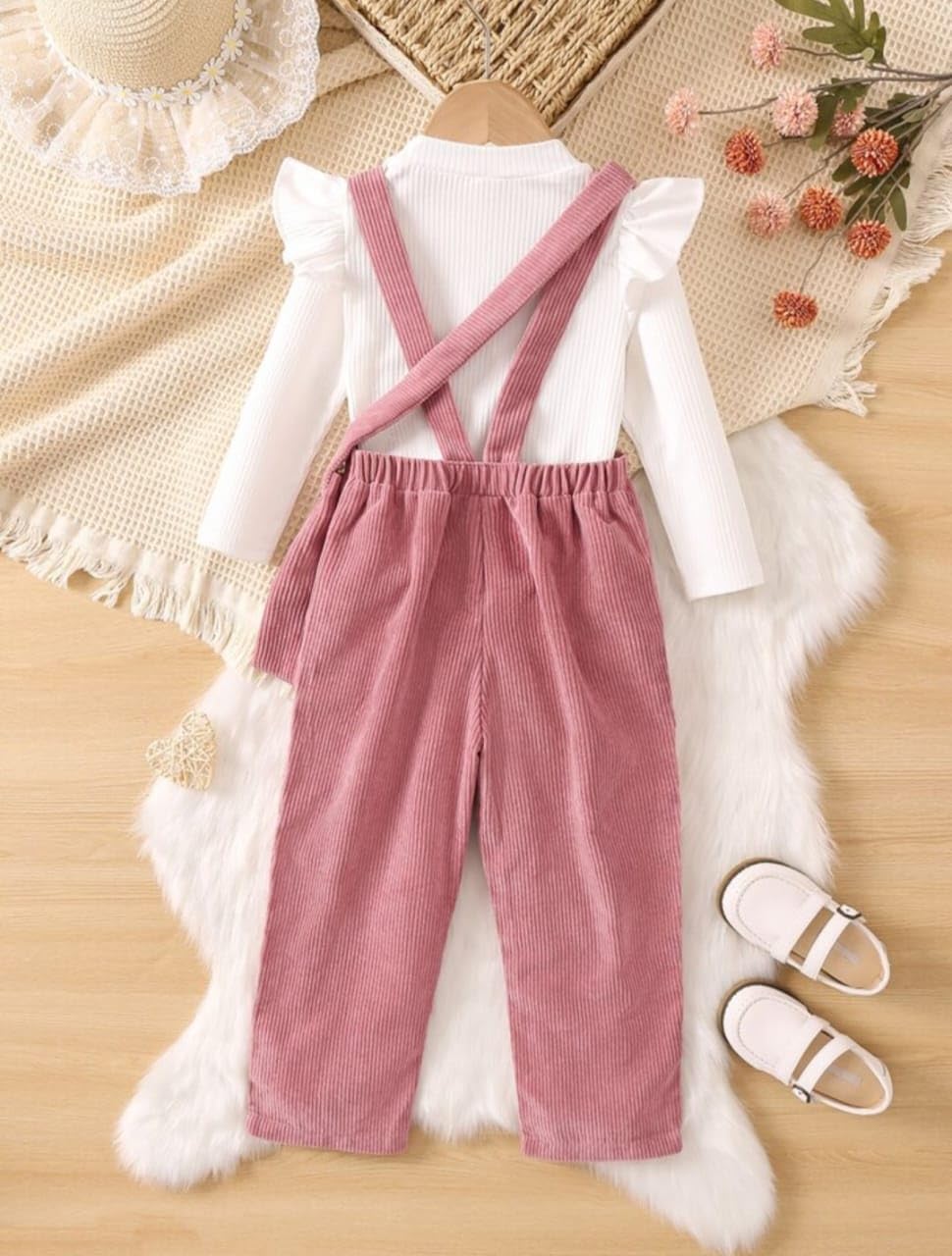 Ninas Baby Girls Top and Dungarees Set - Pink - Image 2