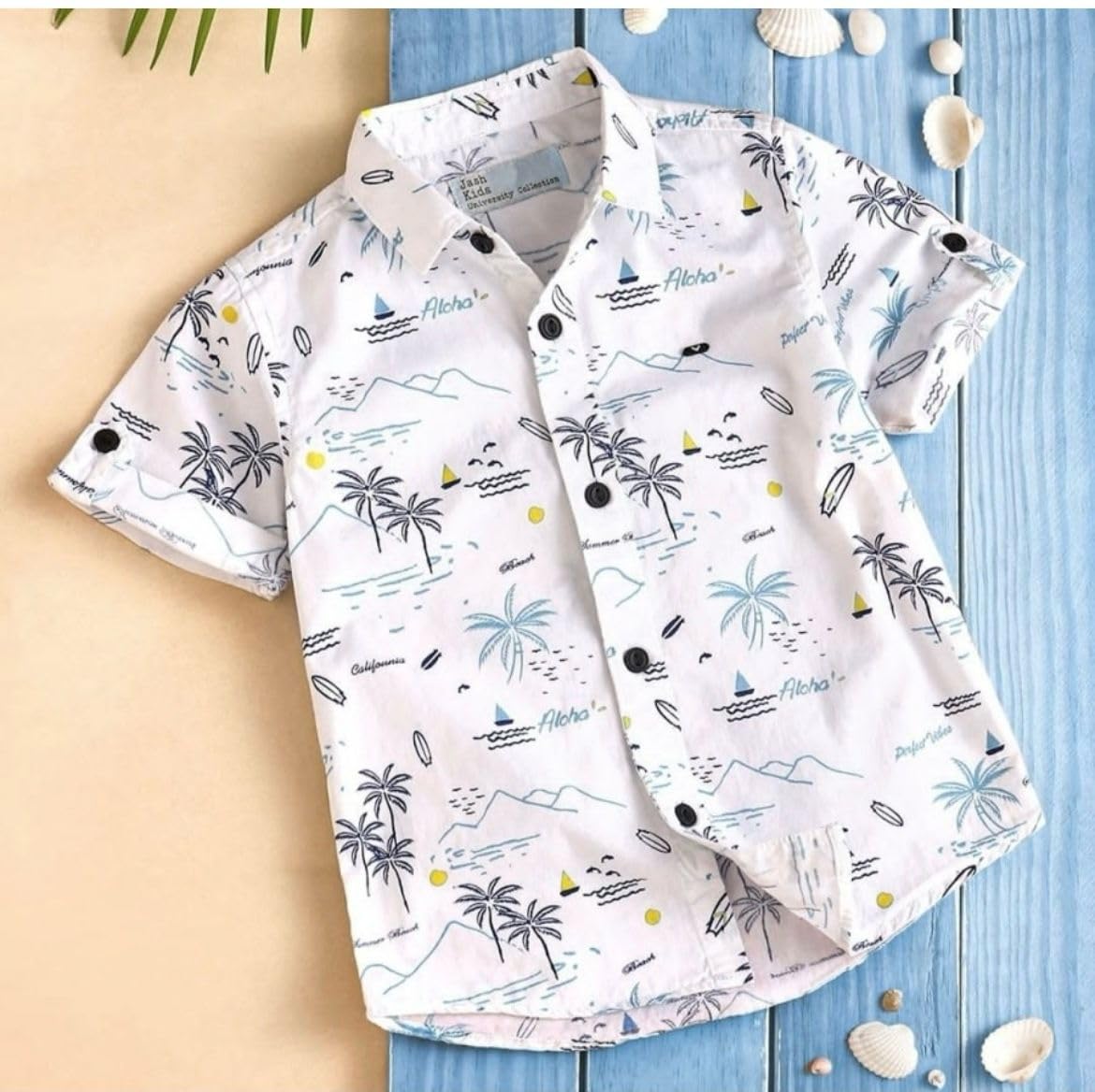 Vikita Enterprise Boys Tropical Hawaiian Shirt - White - Image 2