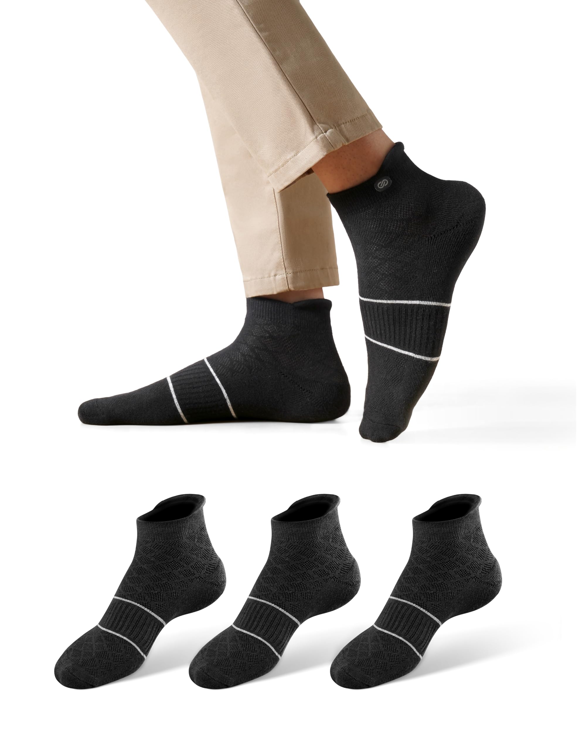 Symbol Bamboo Ankle Socks for Men - Black