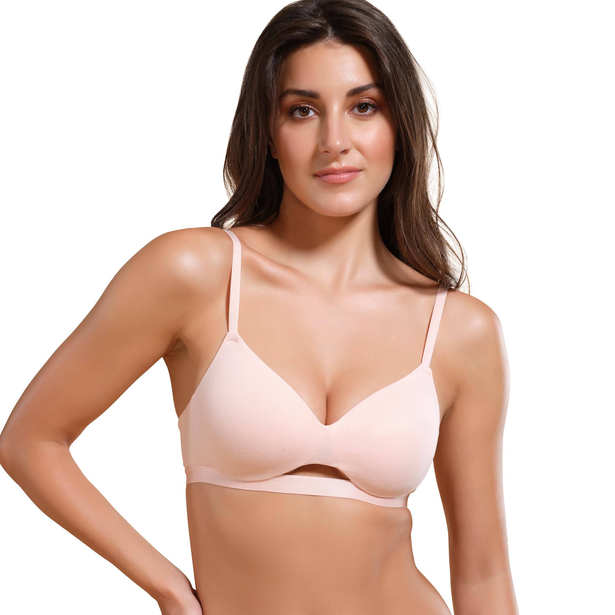Enamor Women's Stretch Cotton Wire Free Bra - Cherry Blossom