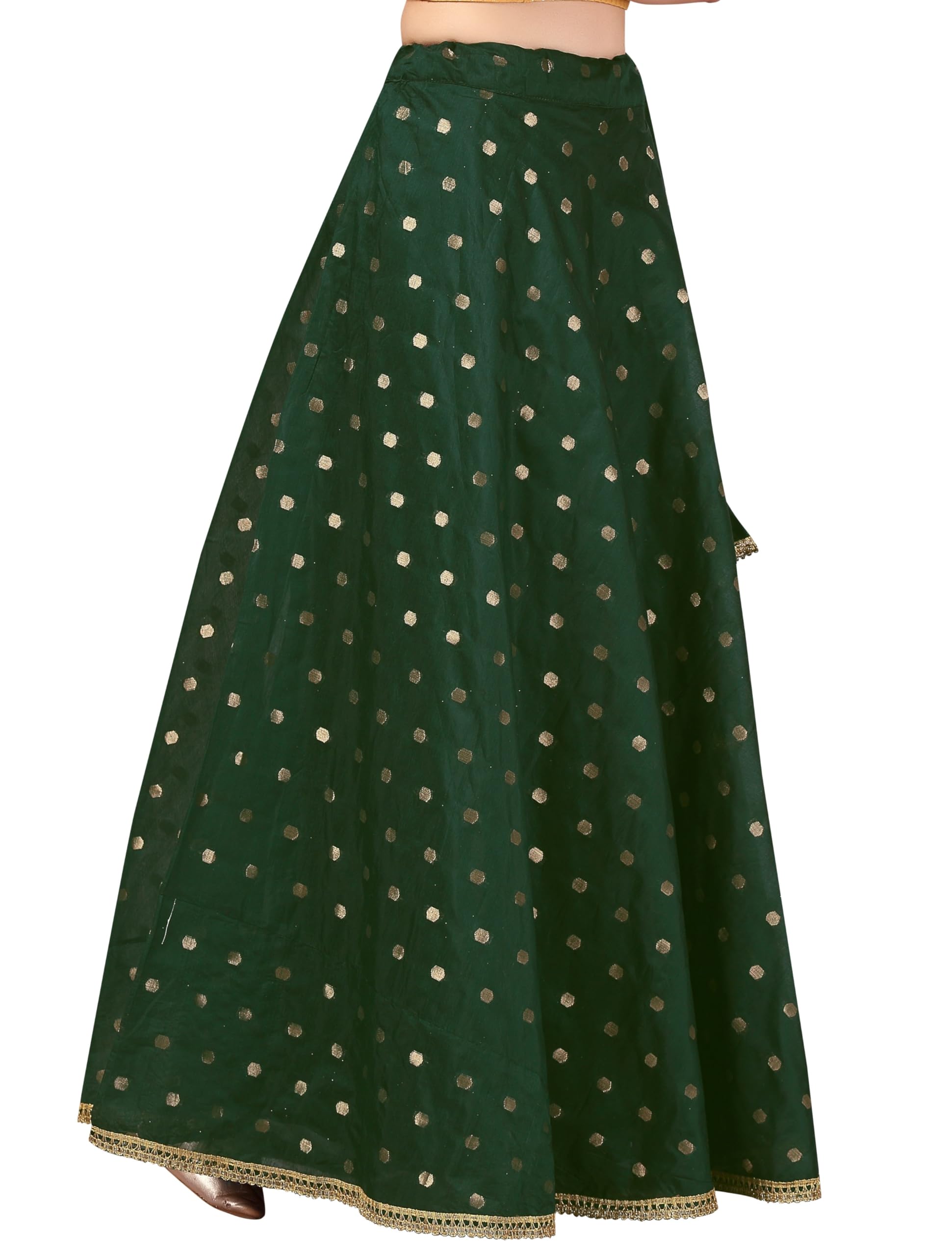 Studio Shringaar Women Chanderi Silk Lahenga - Bottle Green - Image 3