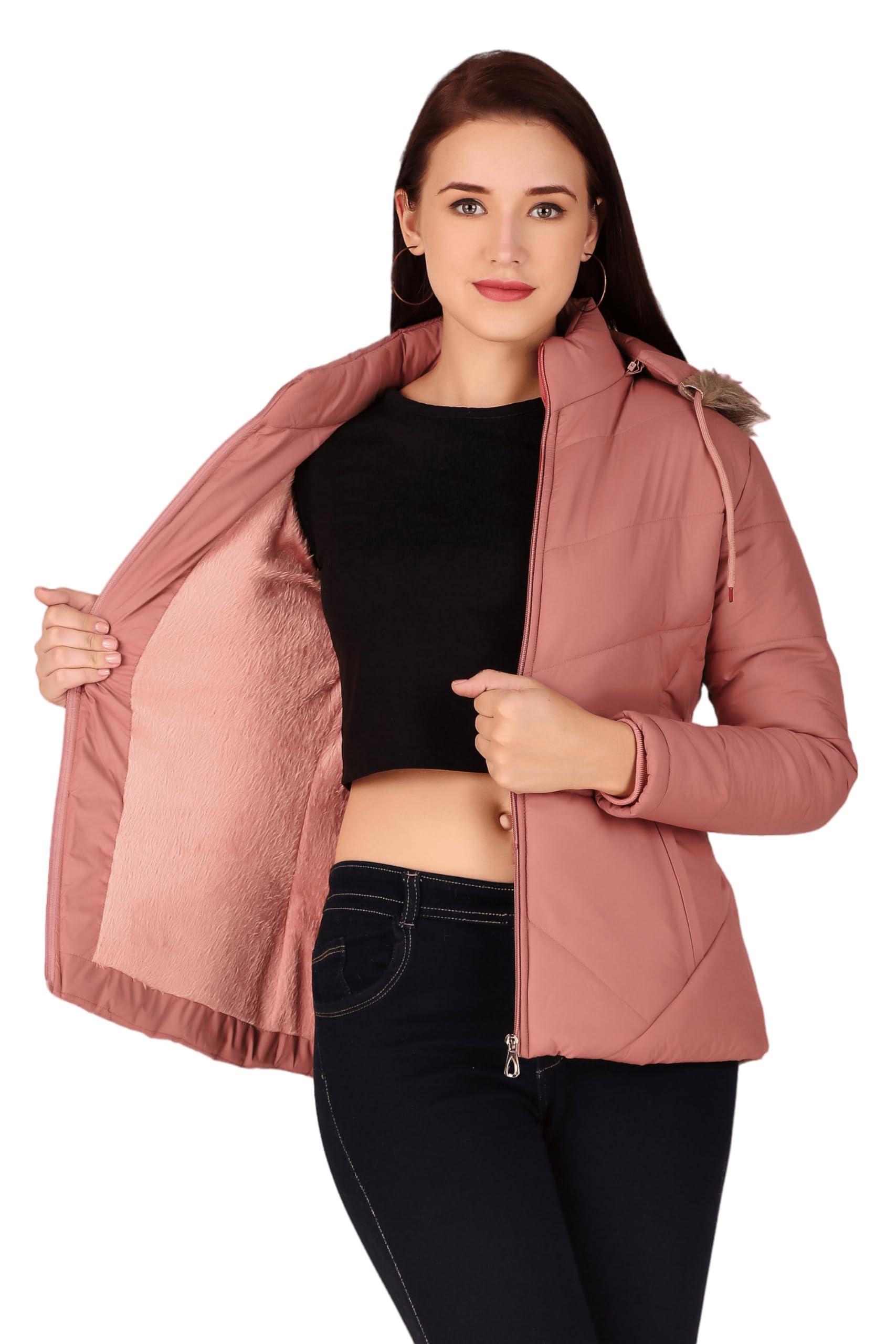 Brazo Puffer Bomber Jacket for Women - Hooded