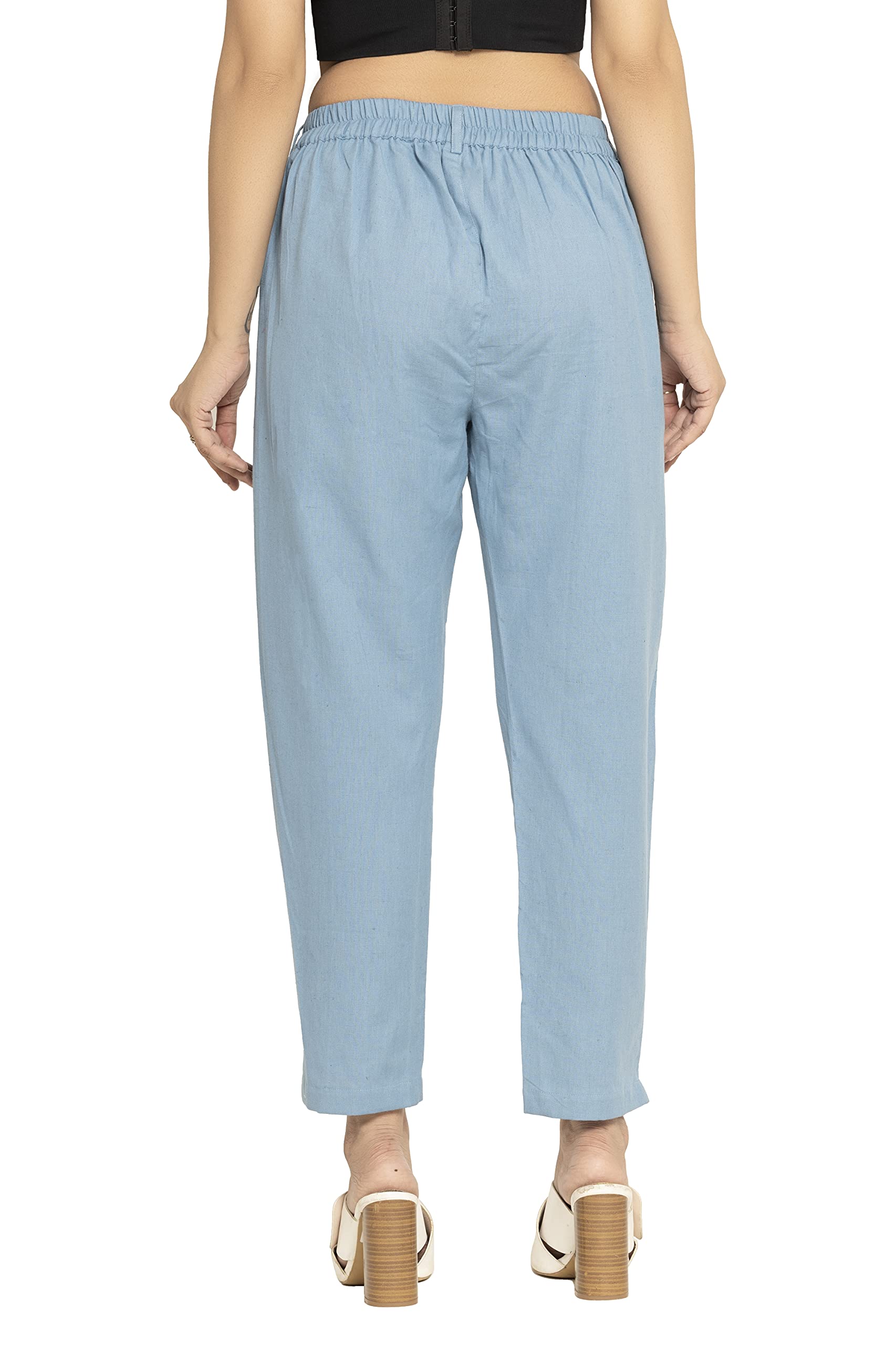 Women's Cotton Trousers - Blue - Image 3