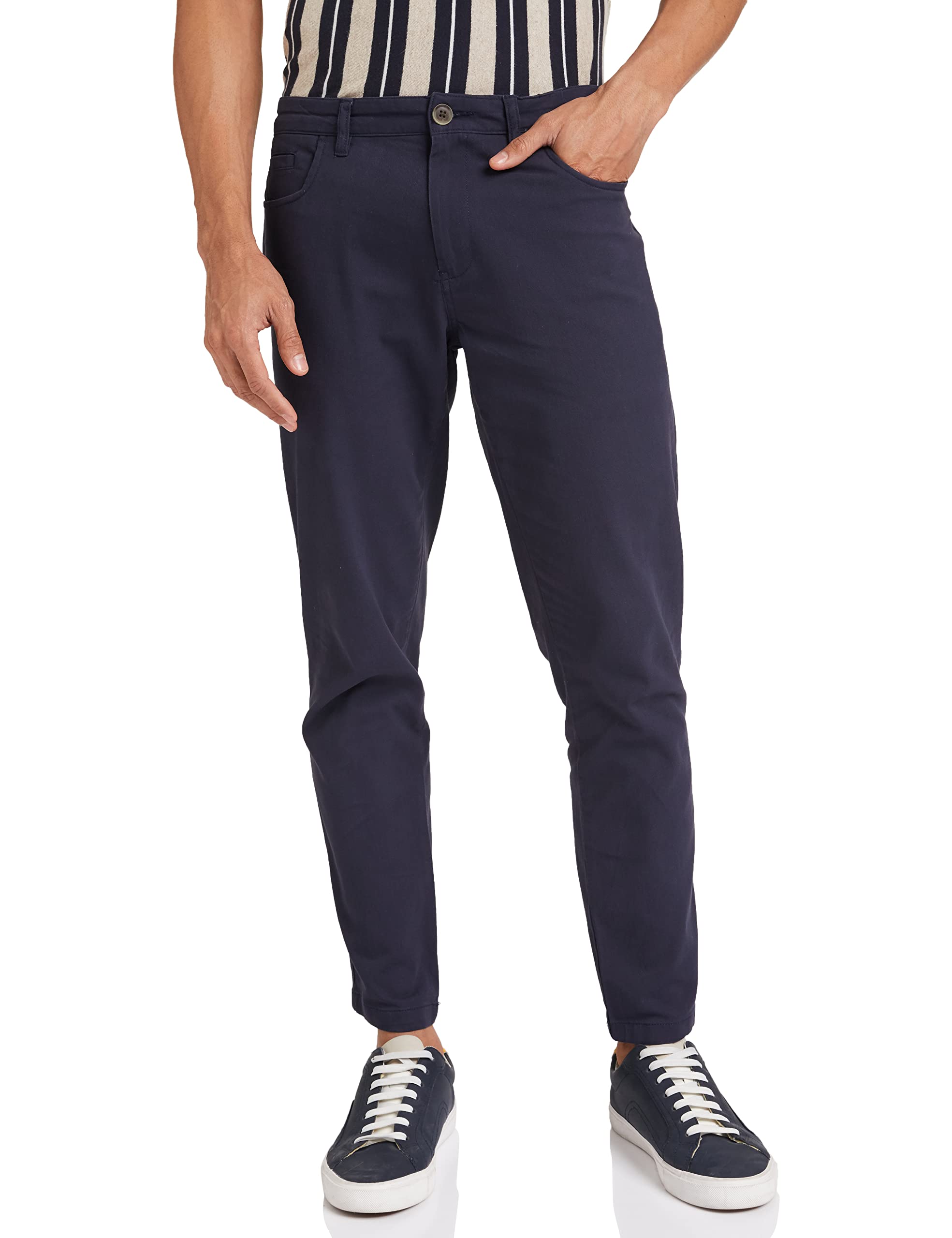 Amazon Men Slim Casual Trousers - Navy