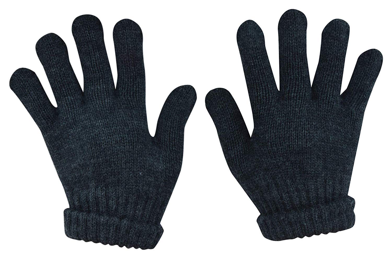 DIGITAL SHOPEE Winter Warm Woolen Knitted Hand Gloves - Charcoal Grey - Image 2