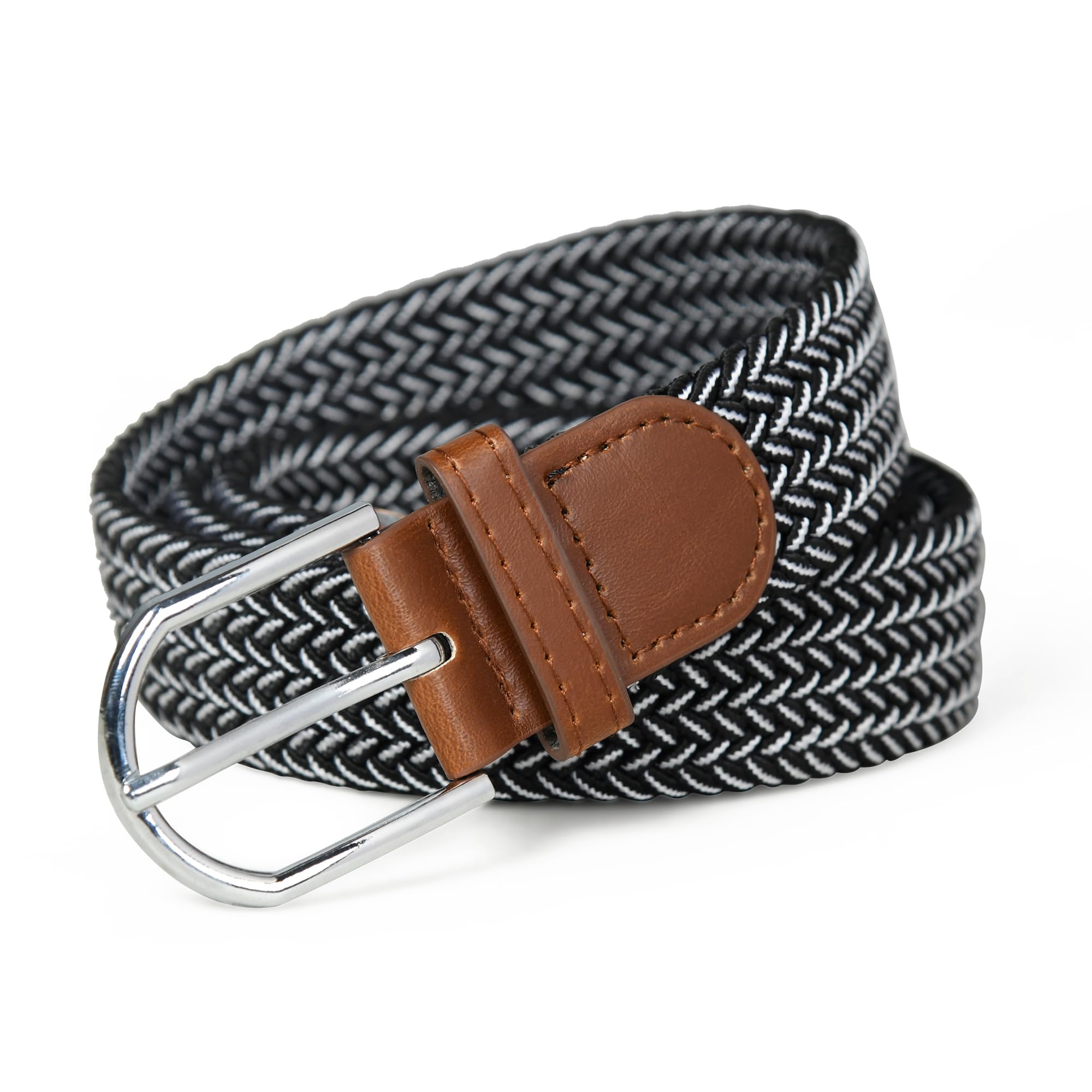 Simpl Living Braided Canvas Belt for Men & Women - Black/White - Image 2