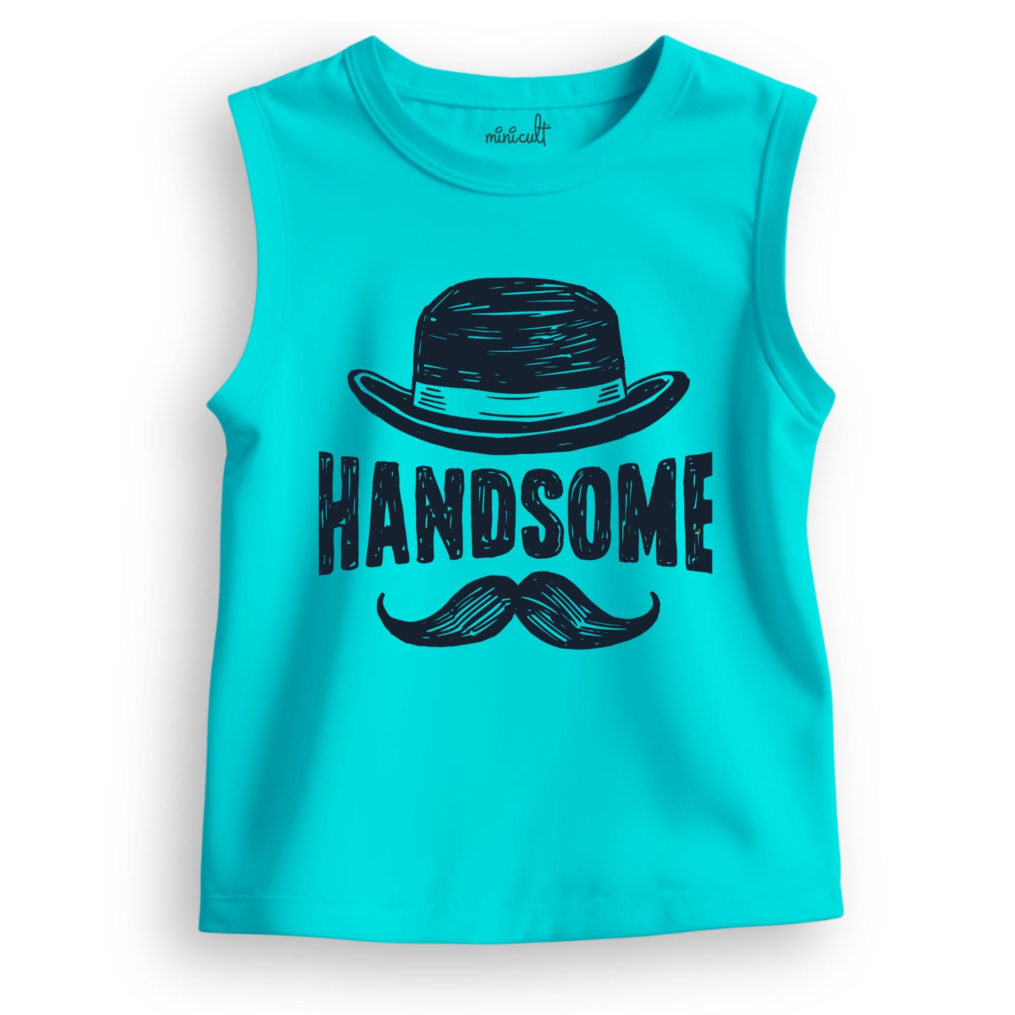 Minicult Printed Cotton Jersey Vest for Boys and Girls - Blue - Image 5