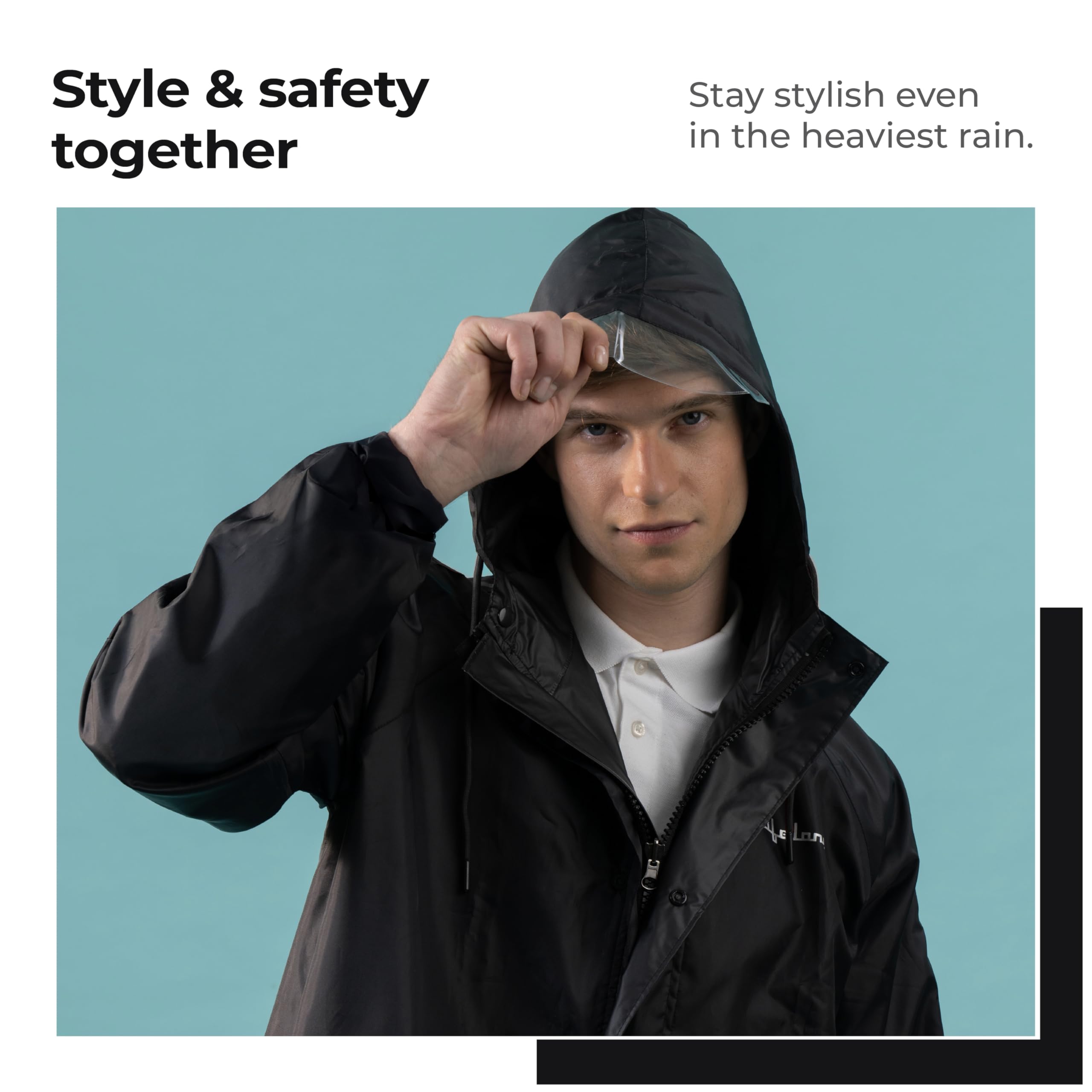 Lifelong Men's Waterproof Reversible Rain Suit - Black - Image 3