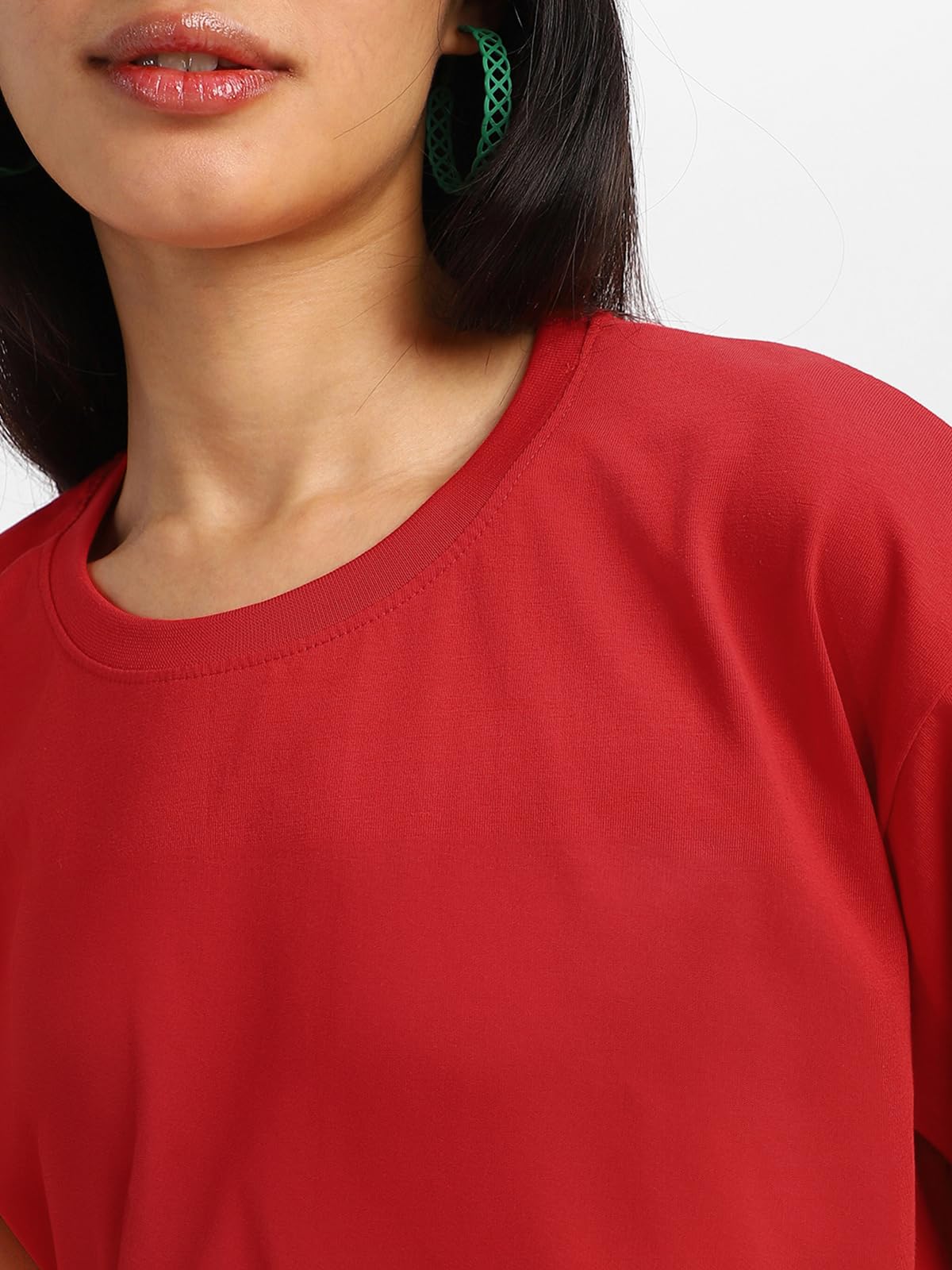 JUNEBERRY Cotton Red T-Shirt for Women - Image 3