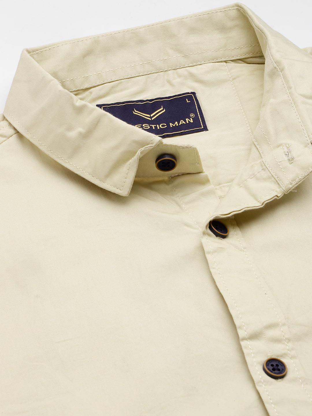 Majestic Man Beige Cotton Casual Shirt for Men - Image 5
