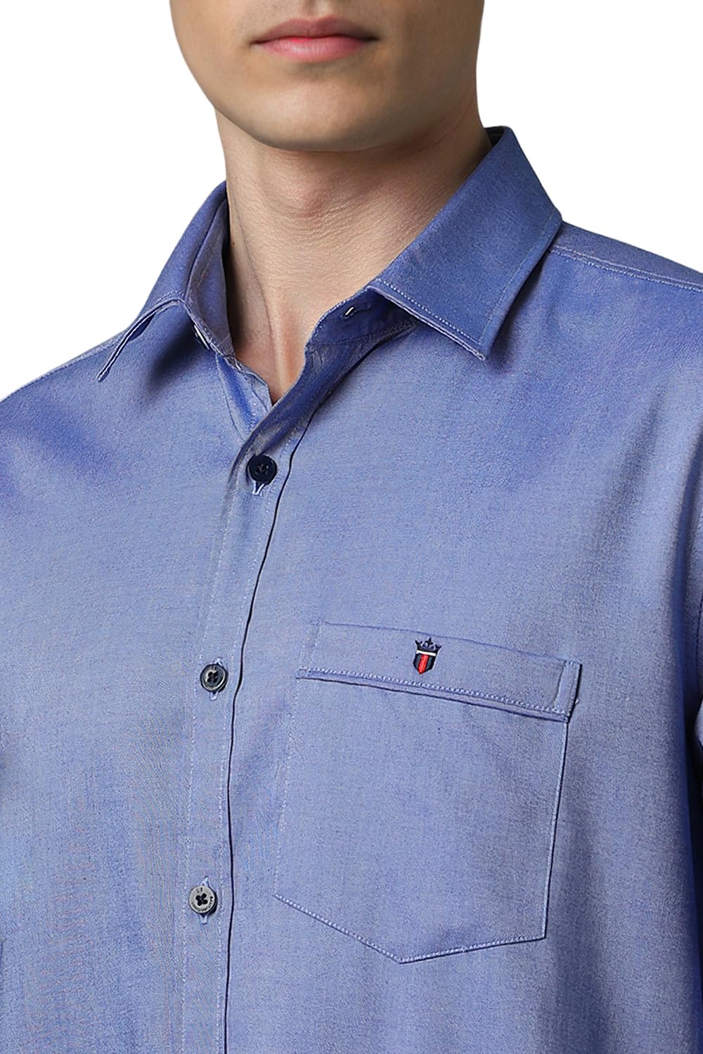 Louis Philippe Men's Cotton Slim Fit Shirt - Blue - Image 4