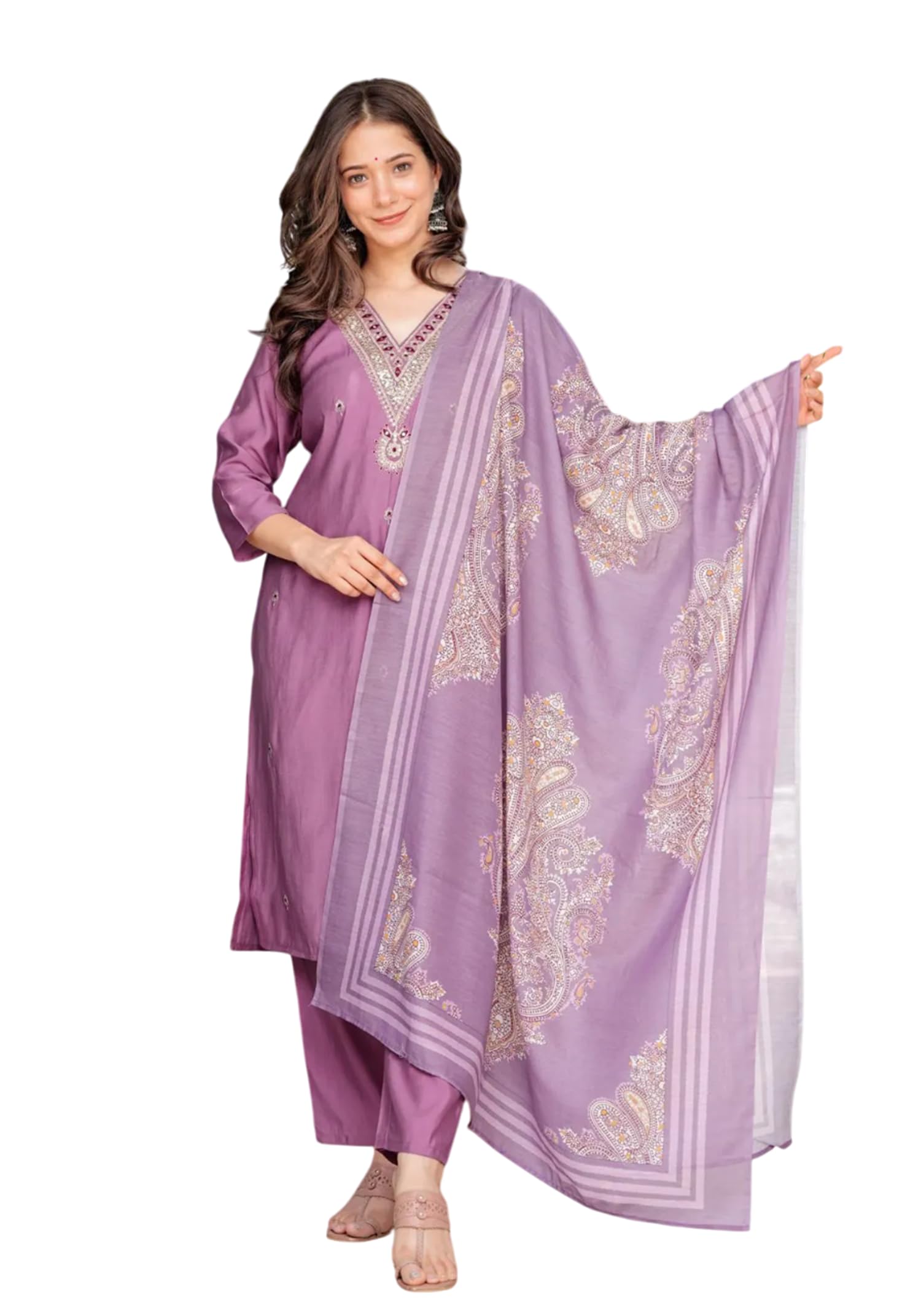 FABNEX Purple Cotton Kurta Set for Women