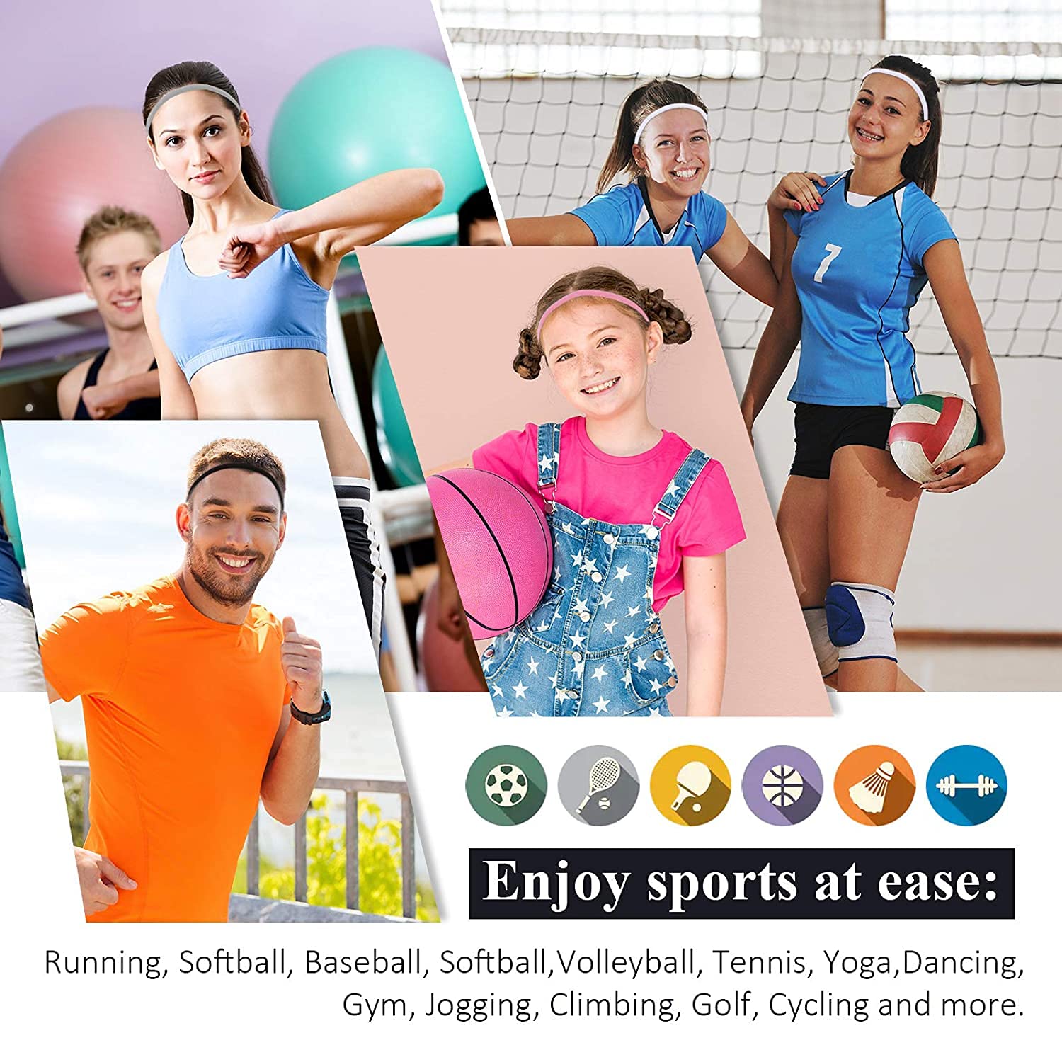 Seeotwo Non-Slip Elastic Sports Headbands for Women Men - Image 5