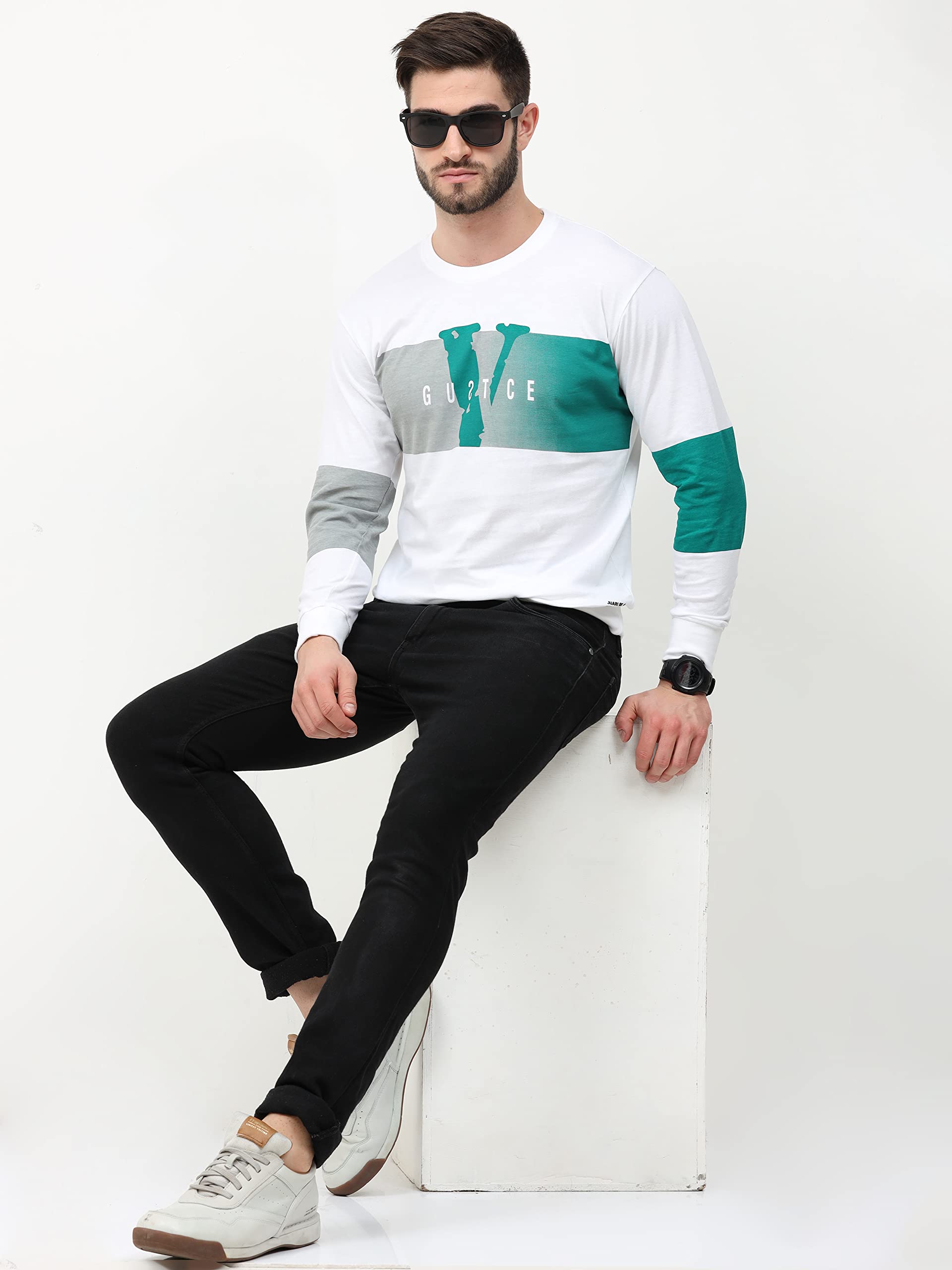 JUARI Men's Printed Full Sleeve T-Shirt - White - Image 5