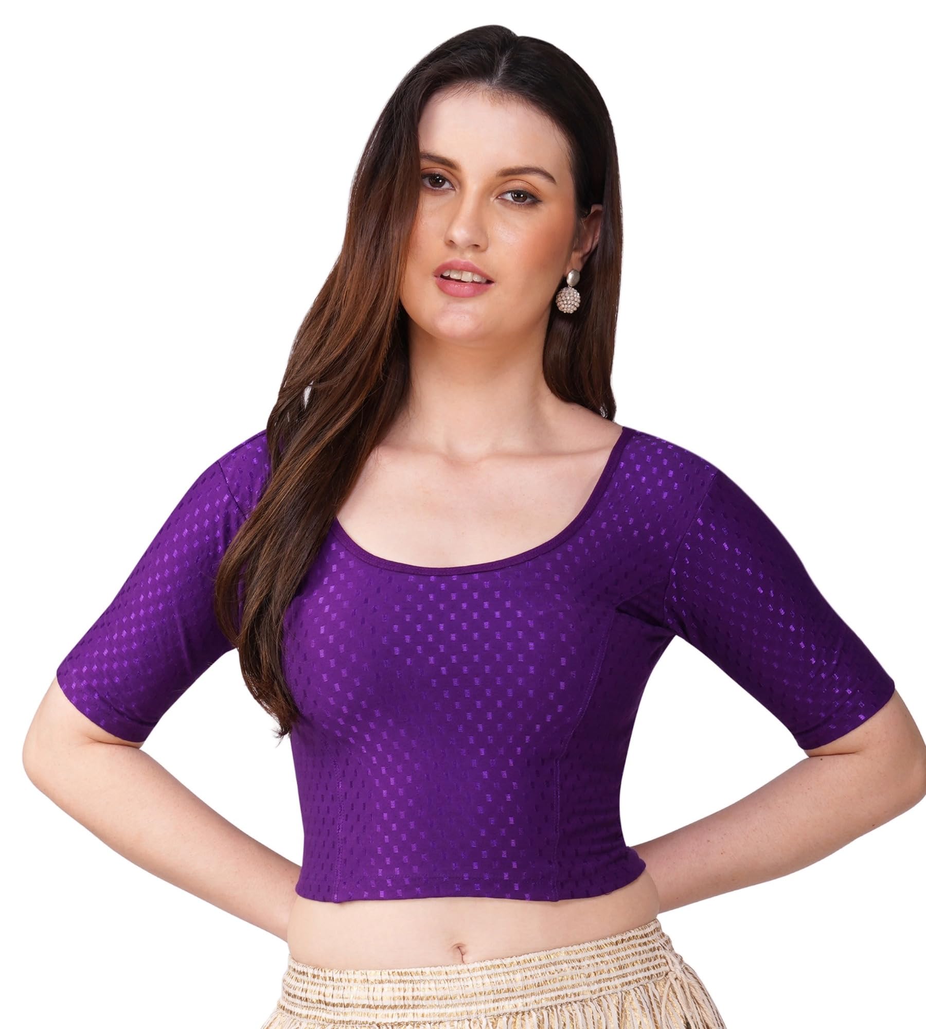 Pure Cotton Saree Blouse for Women - Purple