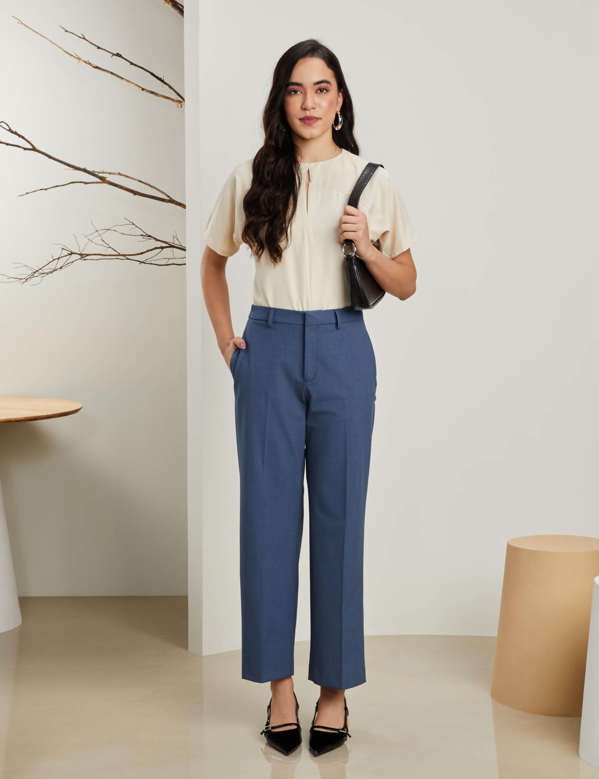Symbol Wide Leg Trousers for Women - Indigo Blue - Image 3