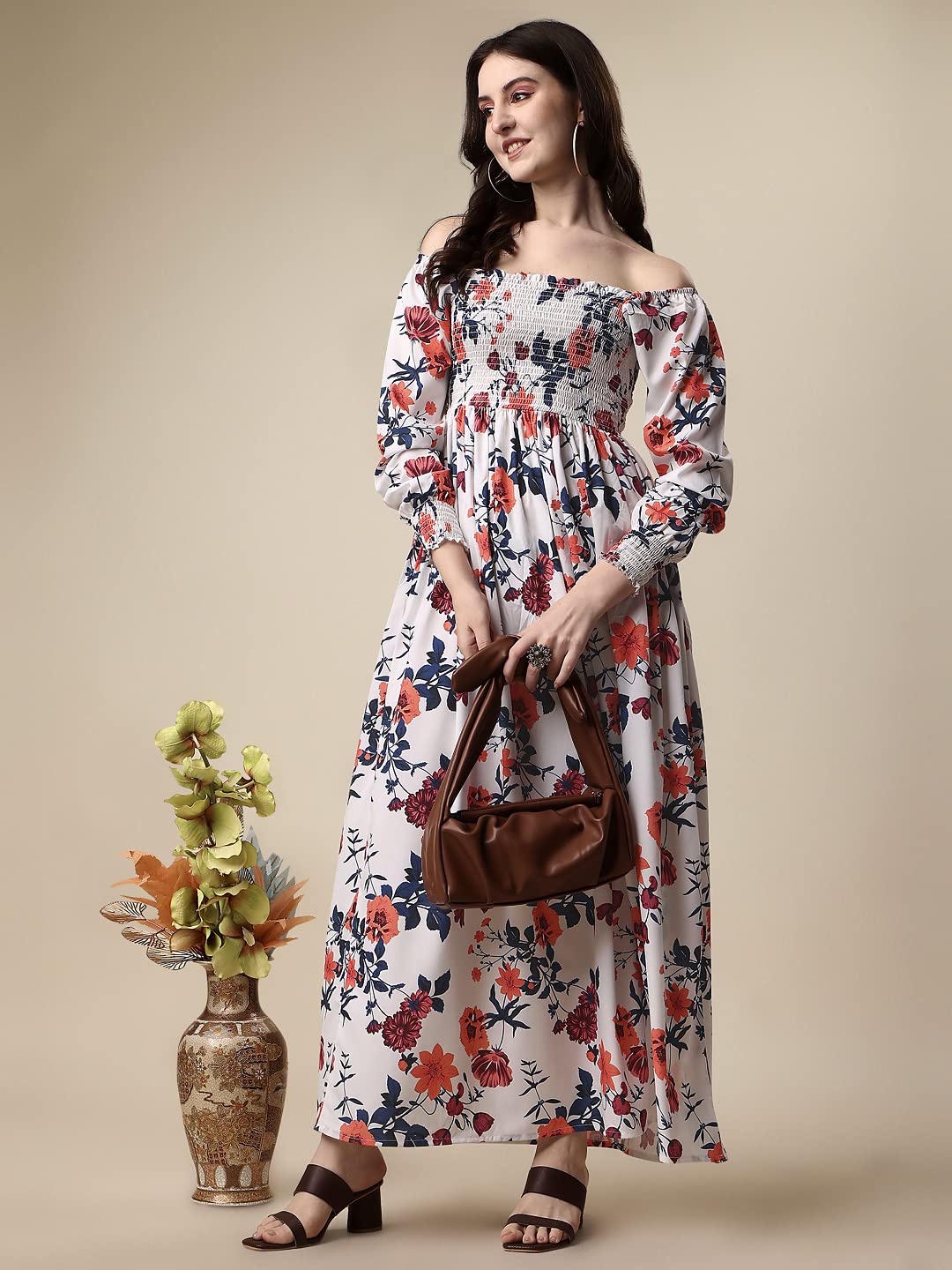 Sheetal Associates Women's Floral Crepe Dress - White - Image 2