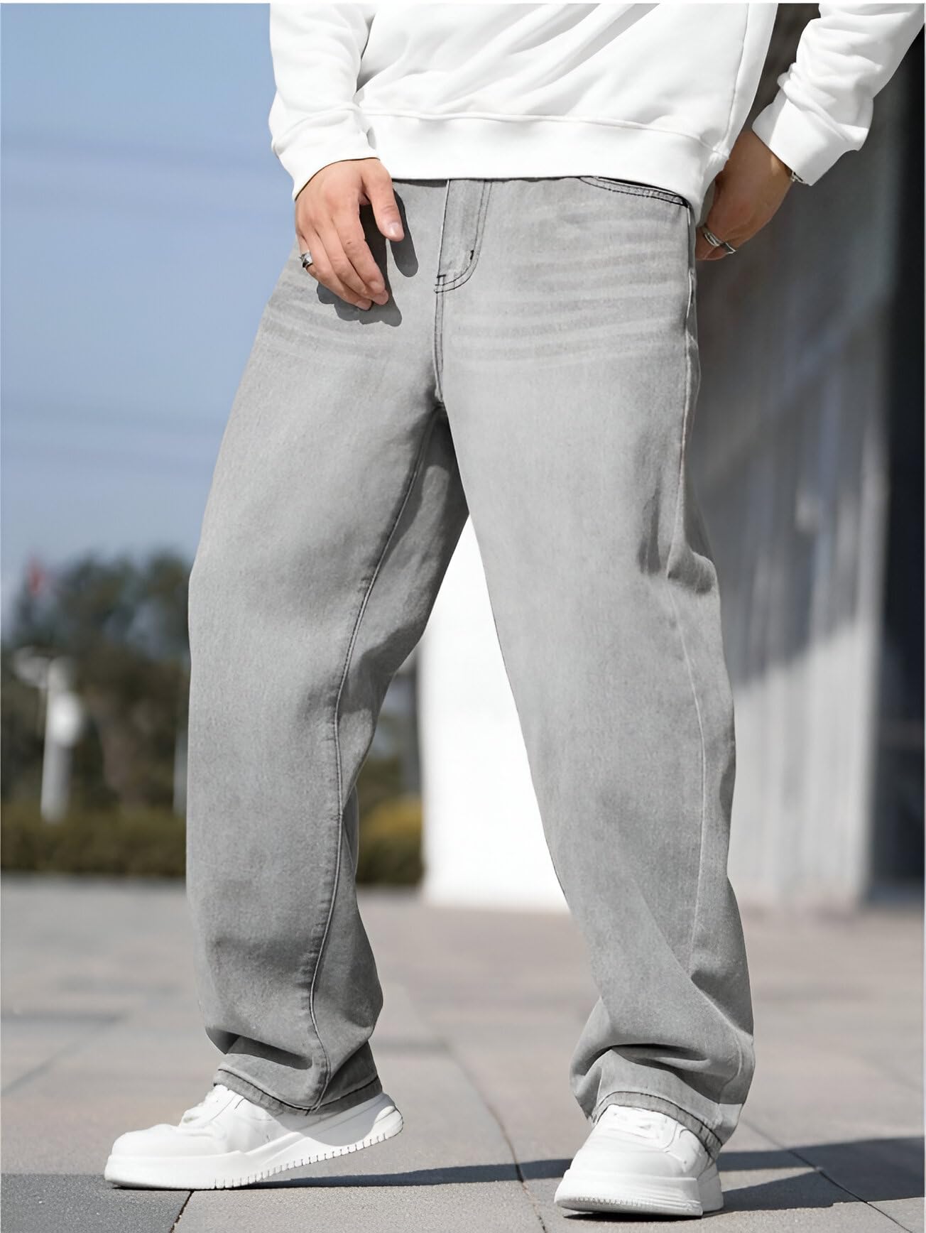 Ben Martin Grey Baggy Jeans for Men - Image 5