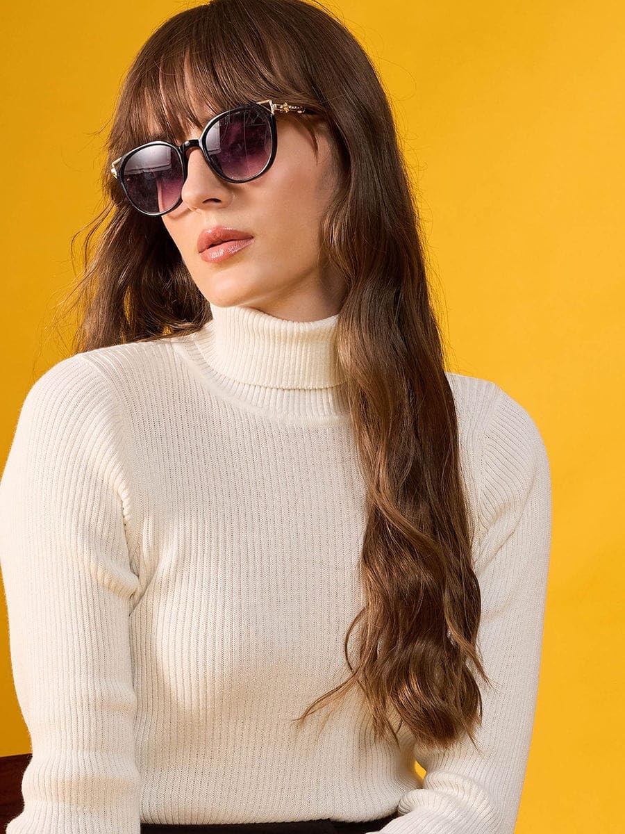 Running Sport Women's Woolen High-Neck Top - Black & White - Image 5