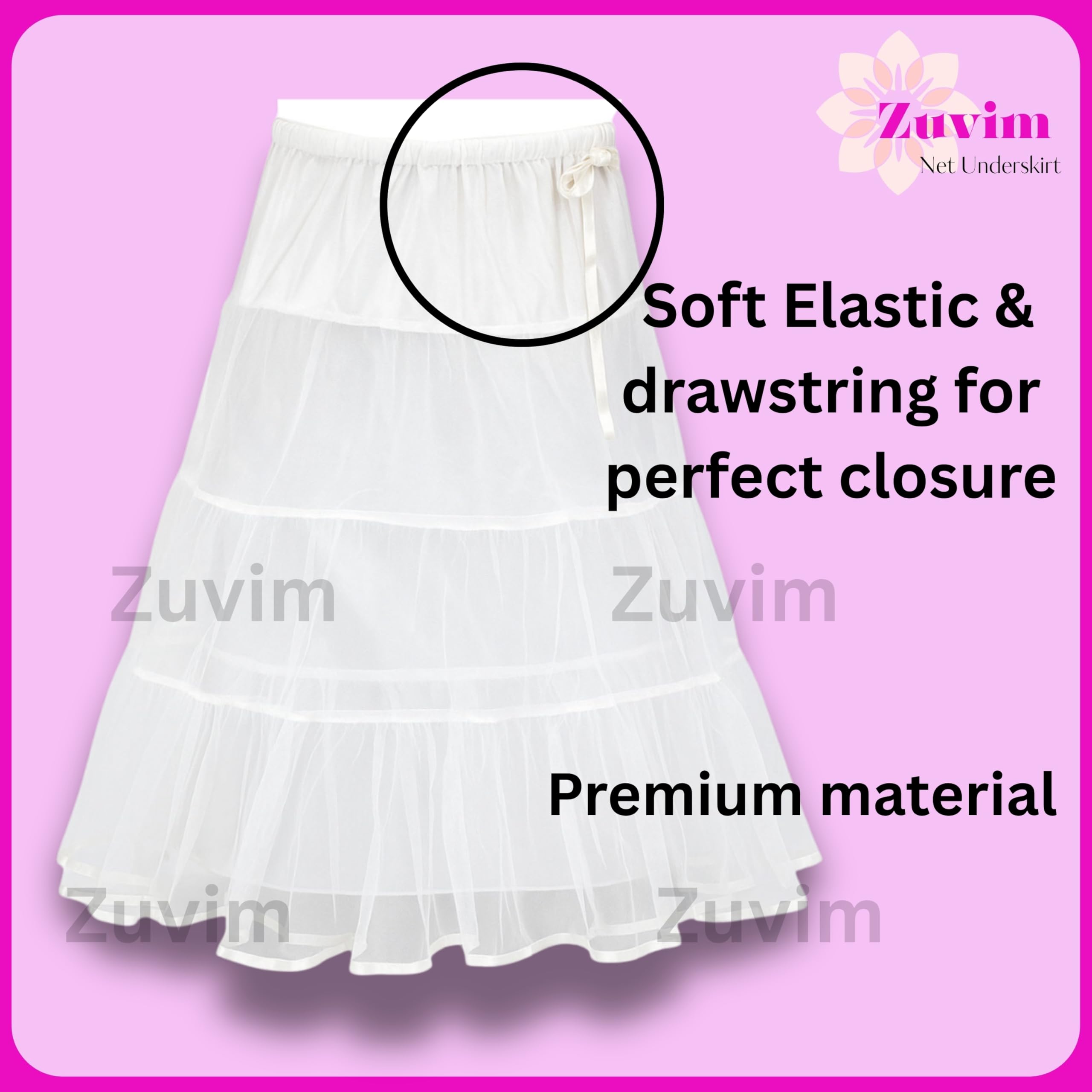 Zuvim Women's Cancan Underskirt for Lehenga - White - Image 4
