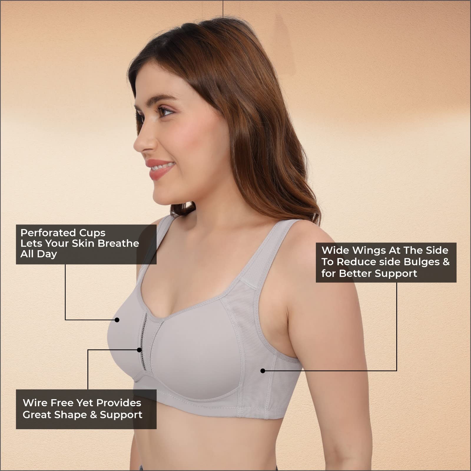 PLUMBURY Minimizer Bra for Women Wireless Padded - Image 3