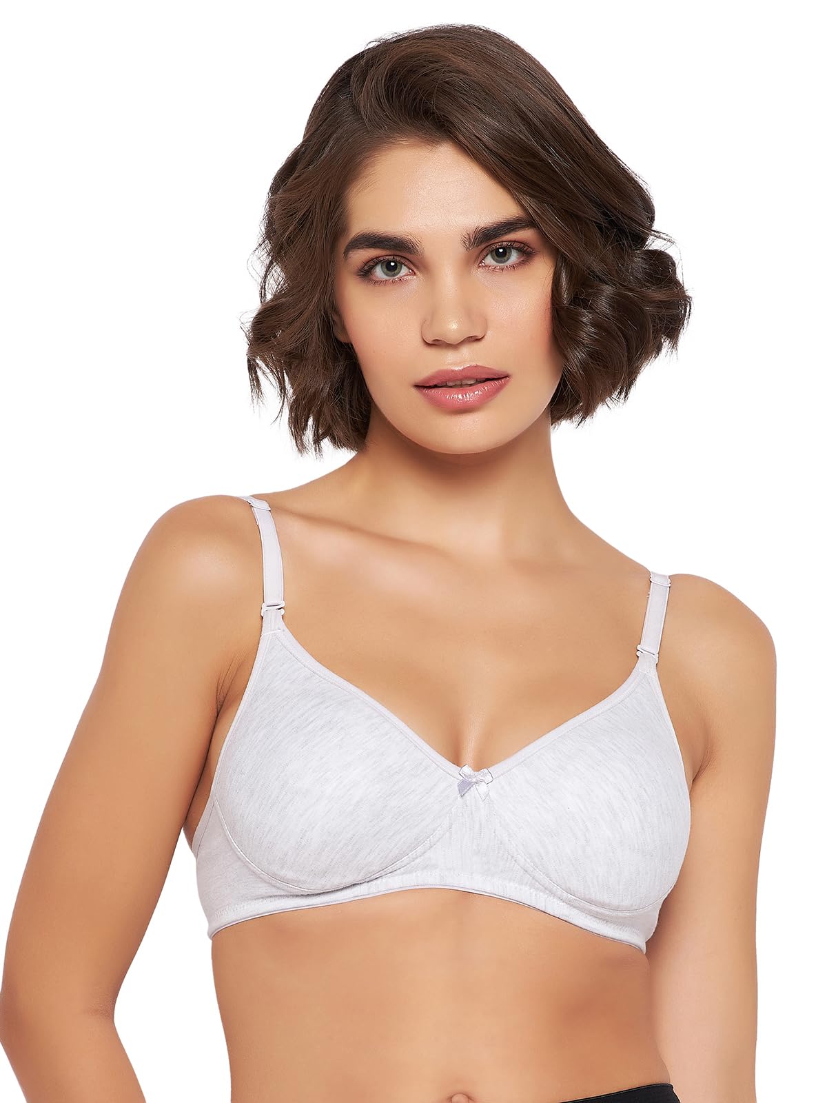 Clovia Women's Cotton Lightly Padded Non-Wired Demi Cup T-Shirt Bra - Grey