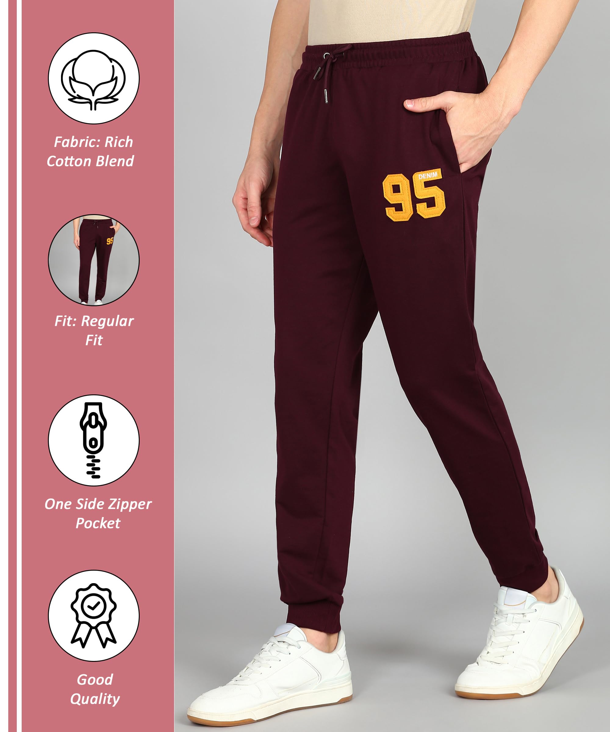 Alan Jones Men's Cotton Blend Joggers - Wine - Image 2