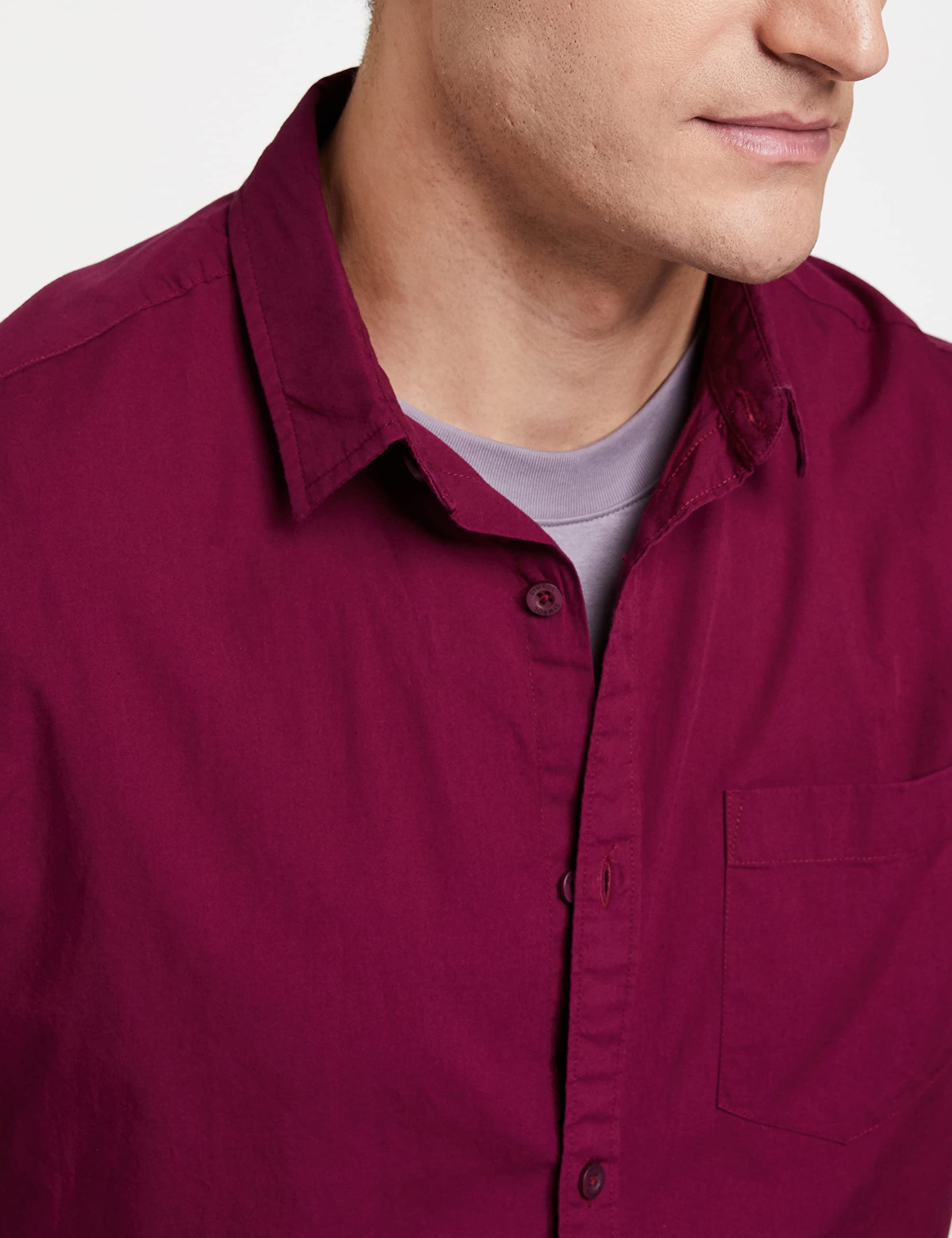 Amaranth Men's Cotton Casual Shirt - Half Sleeve - Image 4