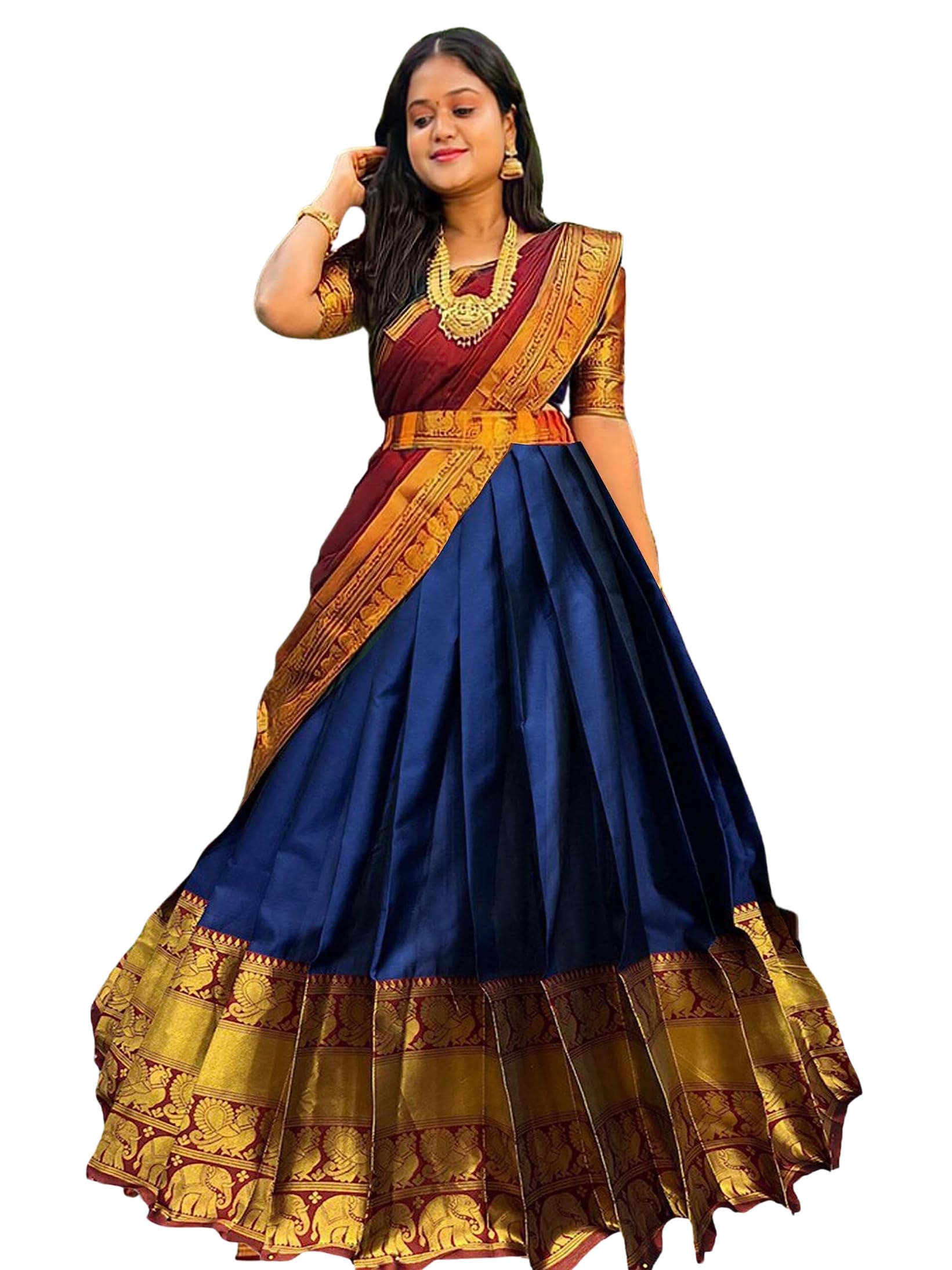 Fabcartz Women Silk Lehenga - Blue