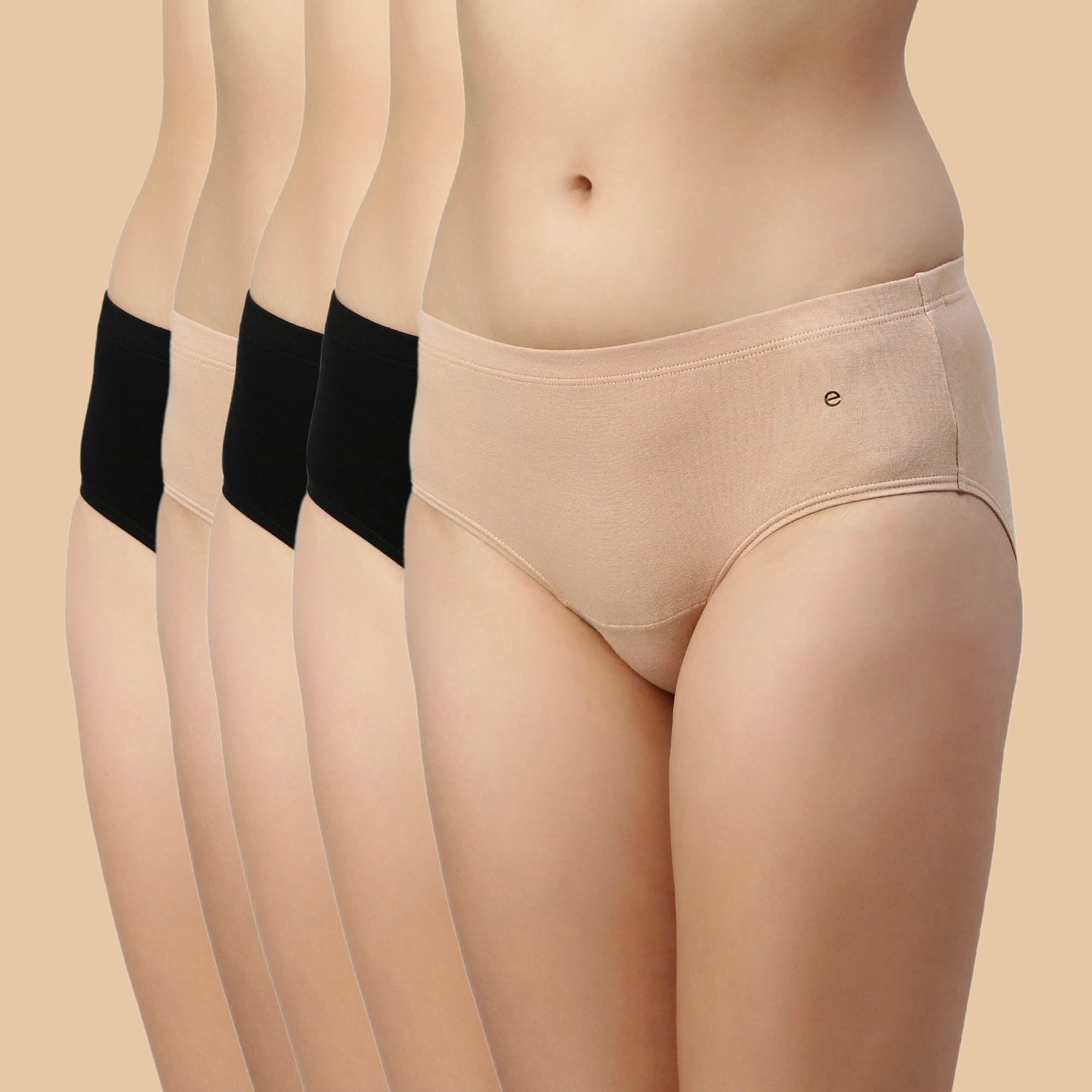 Enamor Women's Cotton Blend Hipster Panties - Jet Black/Nude - Image 2