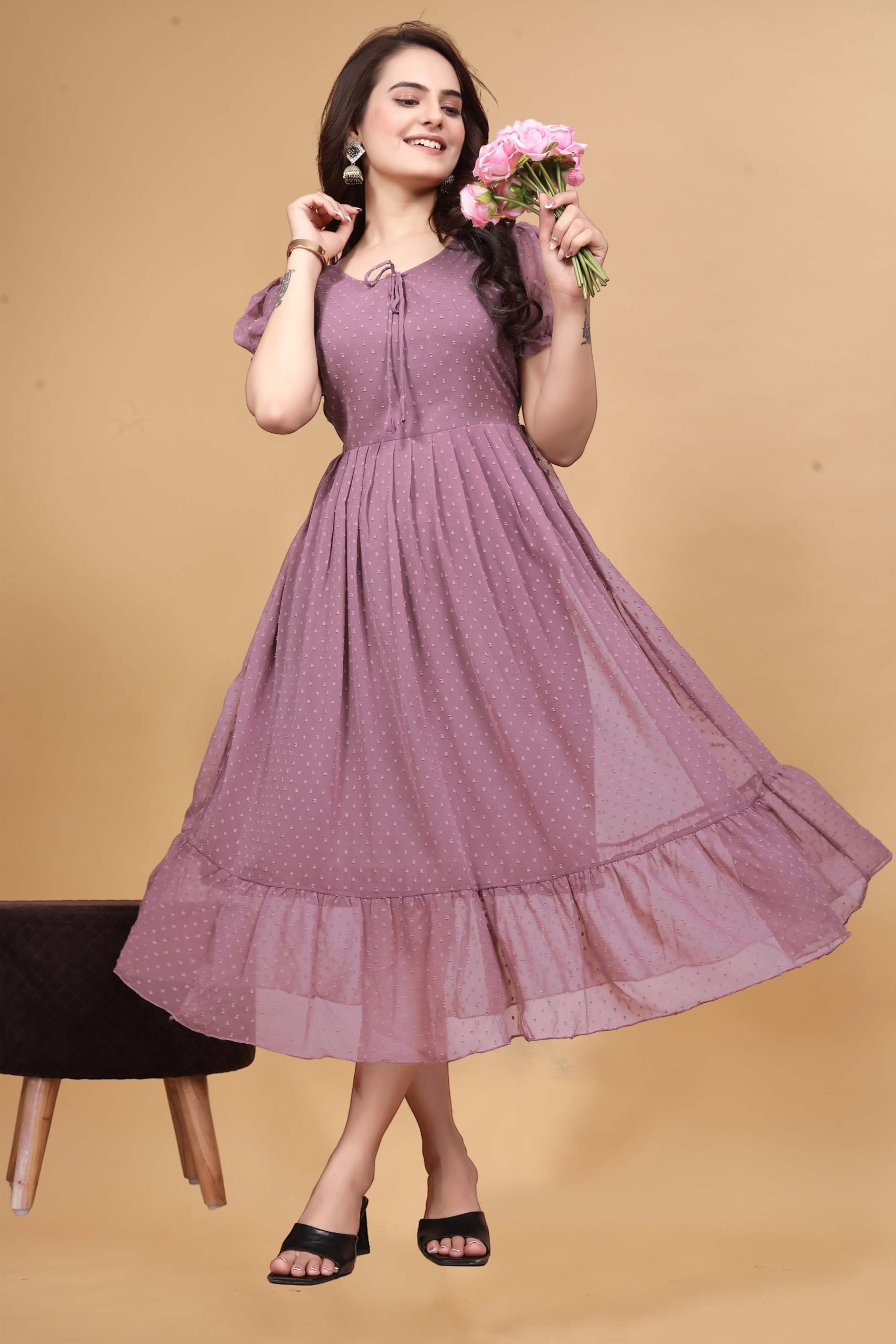 HOSI Georgette Printed Maxi Dress for Women - Image 2