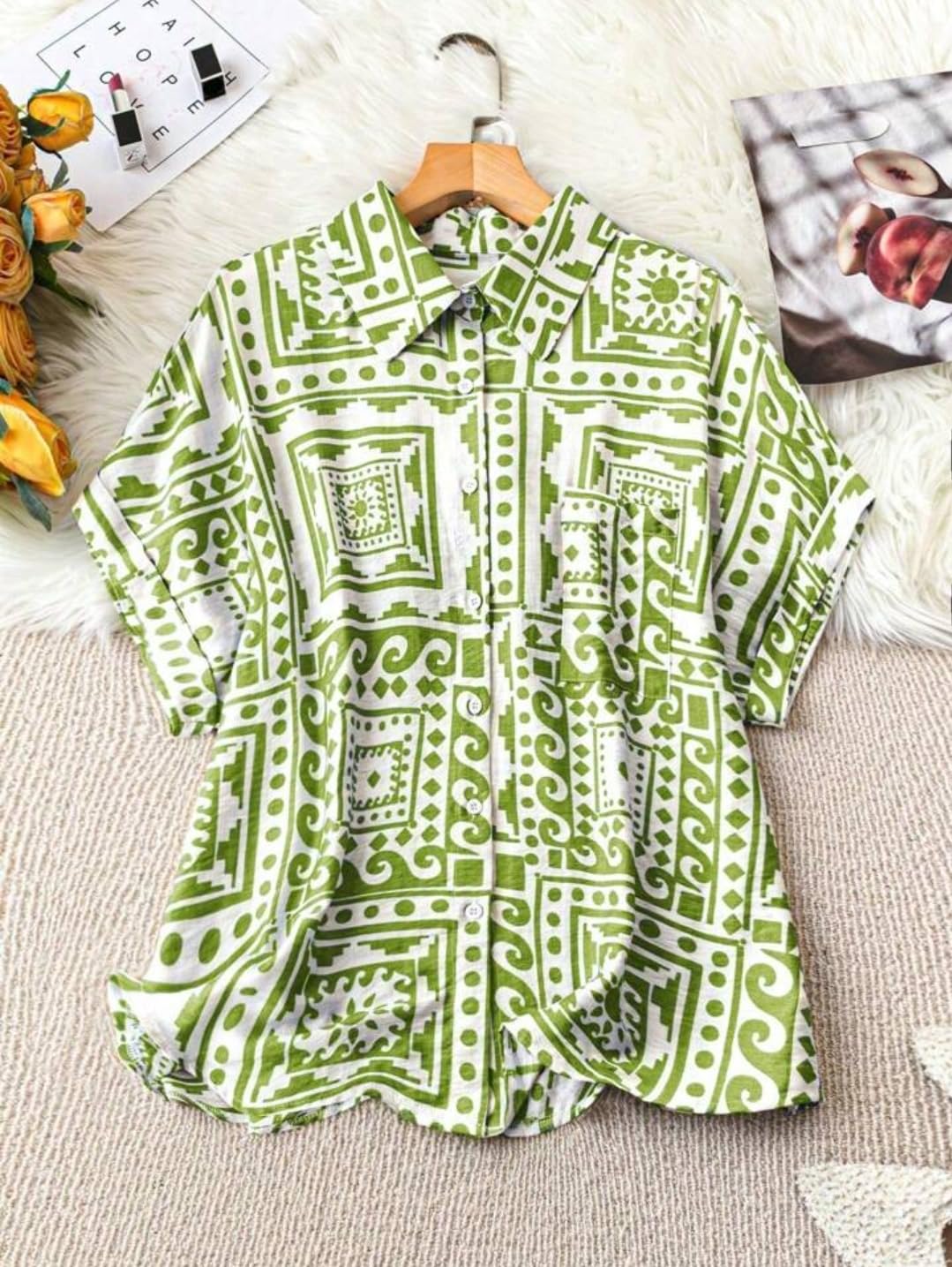 Gufrina Women's Geometric Print Shirt - Green - Image 2