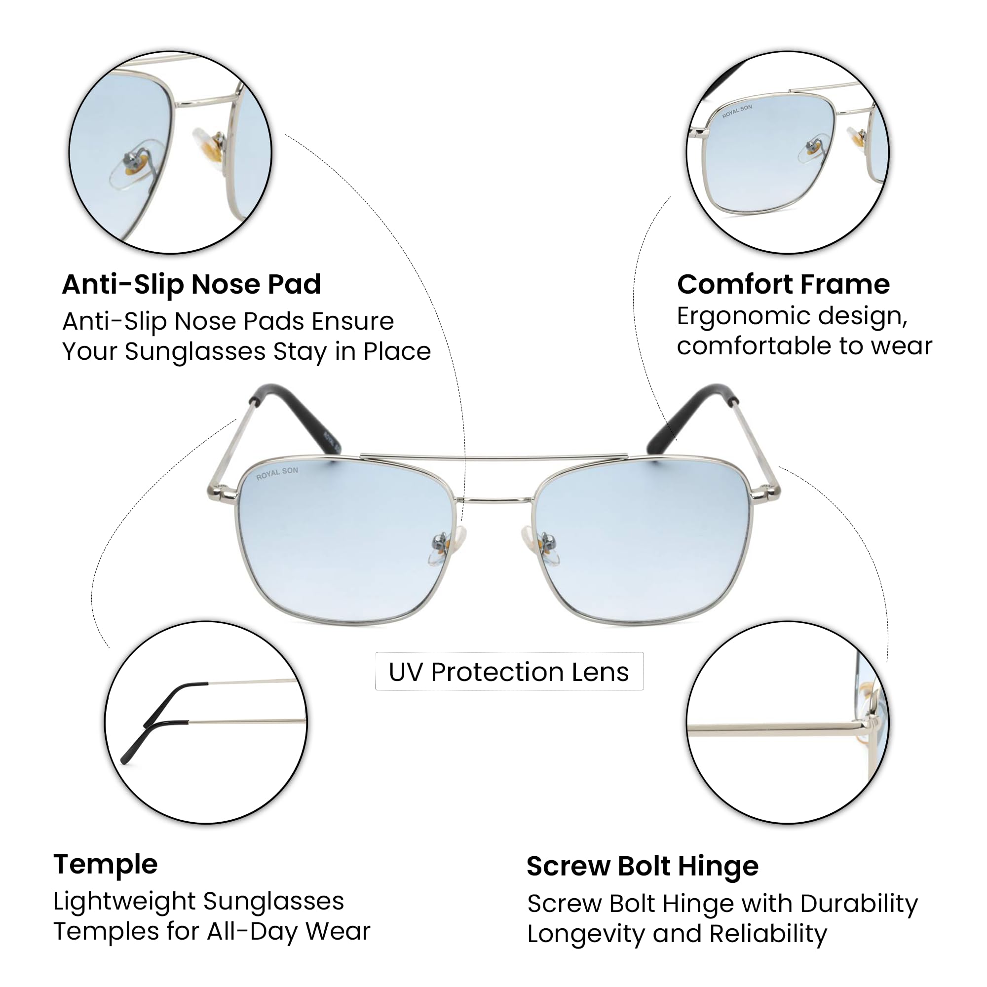 ROYAL SON Retro Square Sunglasses for Women - Green - Image 5