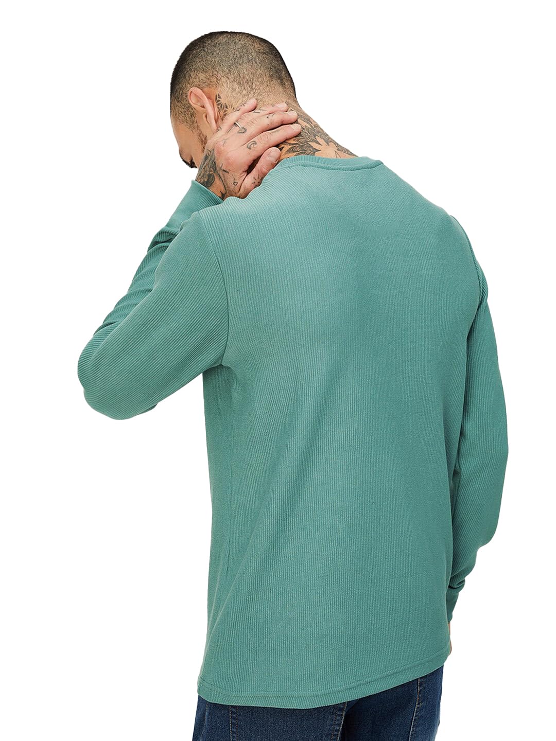 LEOTUDE Men's Green Cotton Blend T-Shirt - Image 4