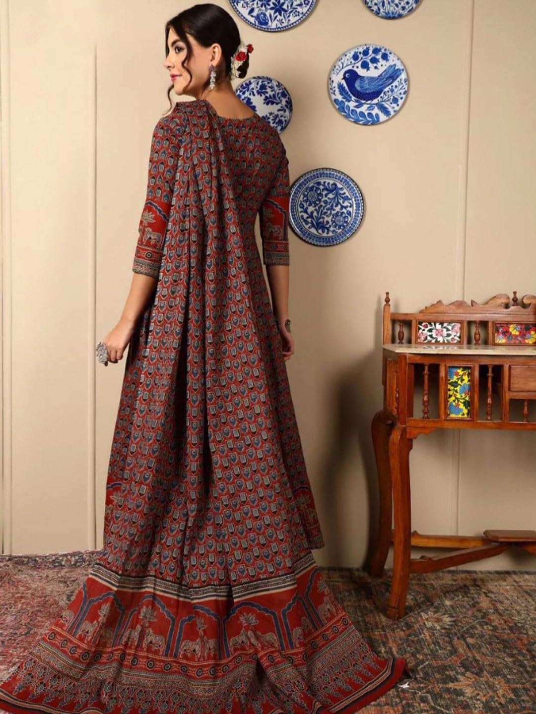 ANNI DESIGNER Women's Rayon Viscose Kurta Set - Maroon - Image 2