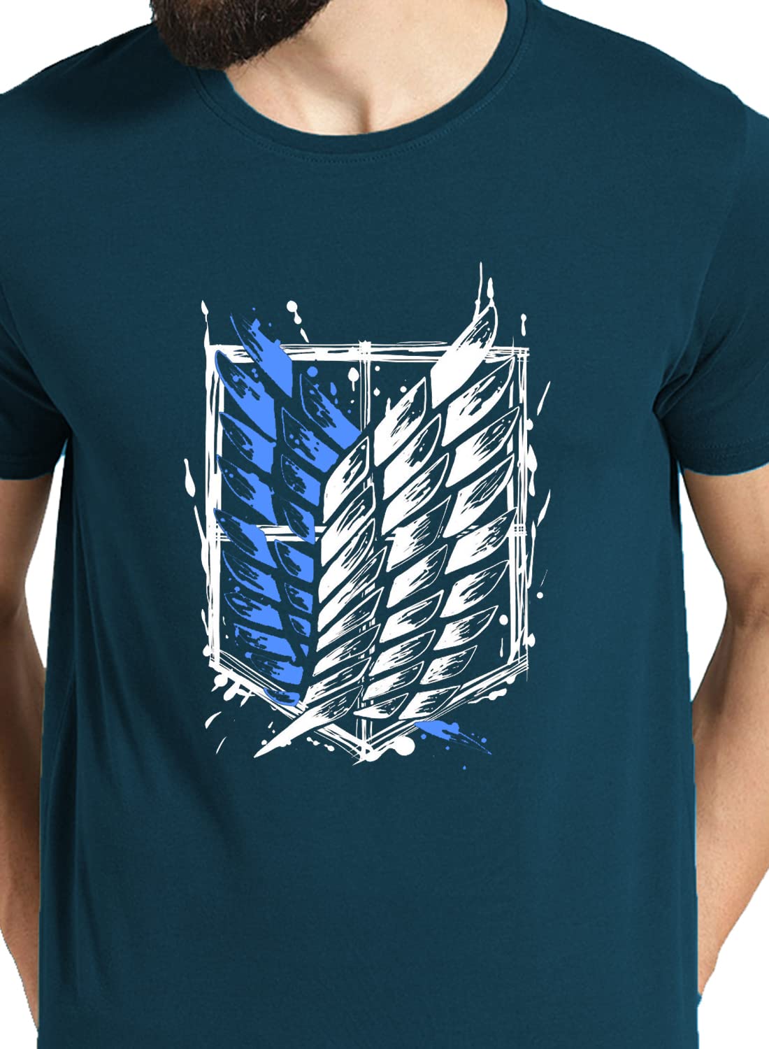 ADRO Mens Graphic Printed Cotton T-Shirt - Steel Blue - Image 4