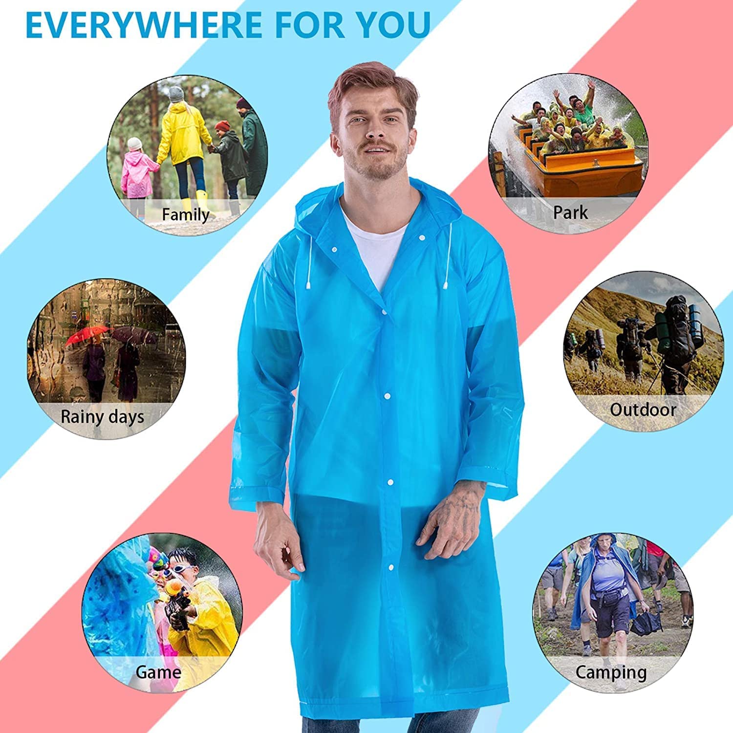 HACER EVA Waterproof Unisex Rain Coat - Sky Blue - Image 4