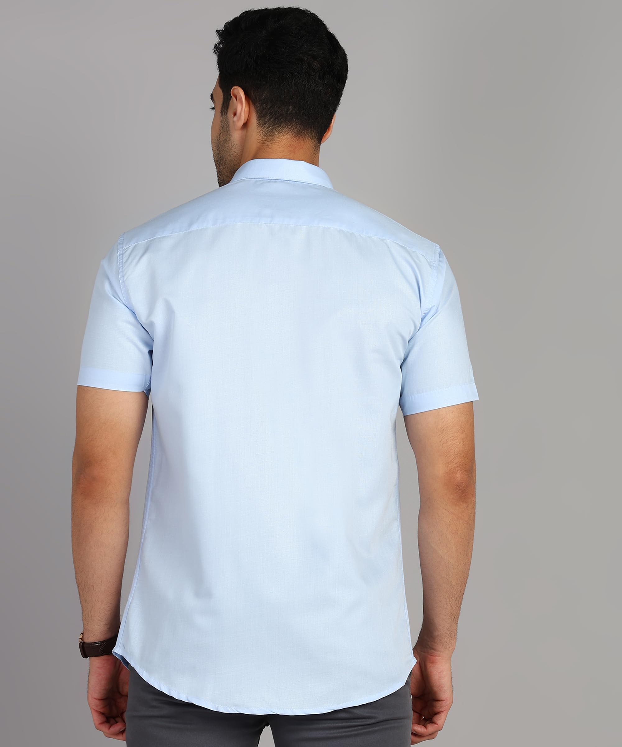 MILDIN Men Light Blue Button Down Shirt - Image 2