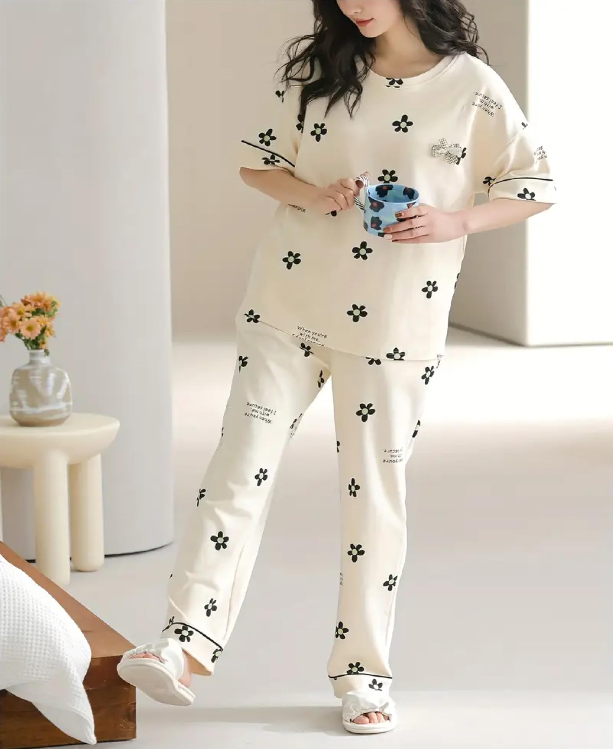 Louis Women Cotton Blend Geometric Pajama Set - Image 5