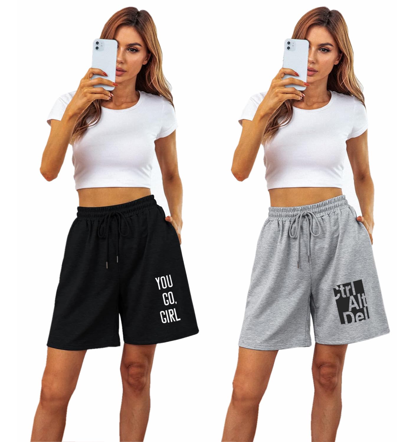 Comfy Gym Shorts for Women - Black Grey - Image 2