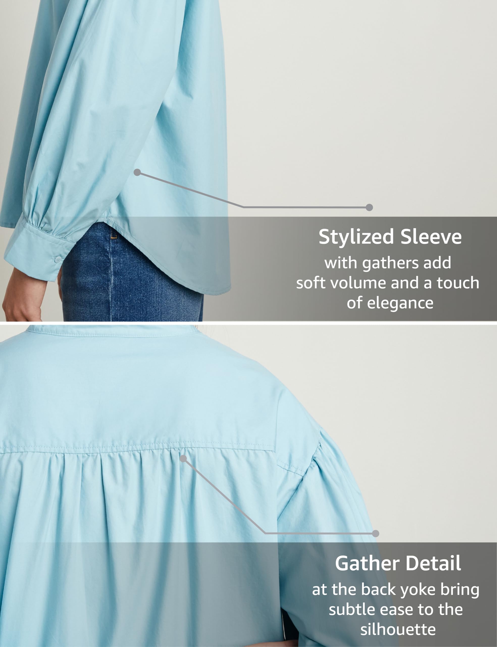 Symbol Women's Oversized Casual Cotton Shirt - Light Blue - Image 5