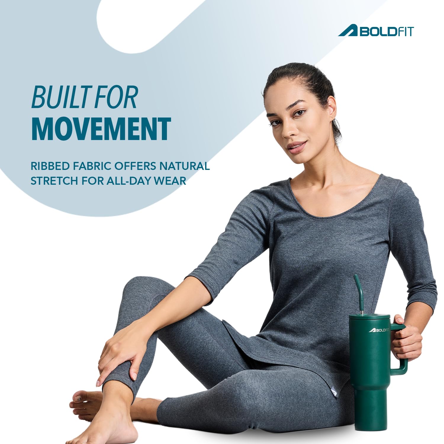 Boldfit Women Mid Rise Pants - Grey - Image 5