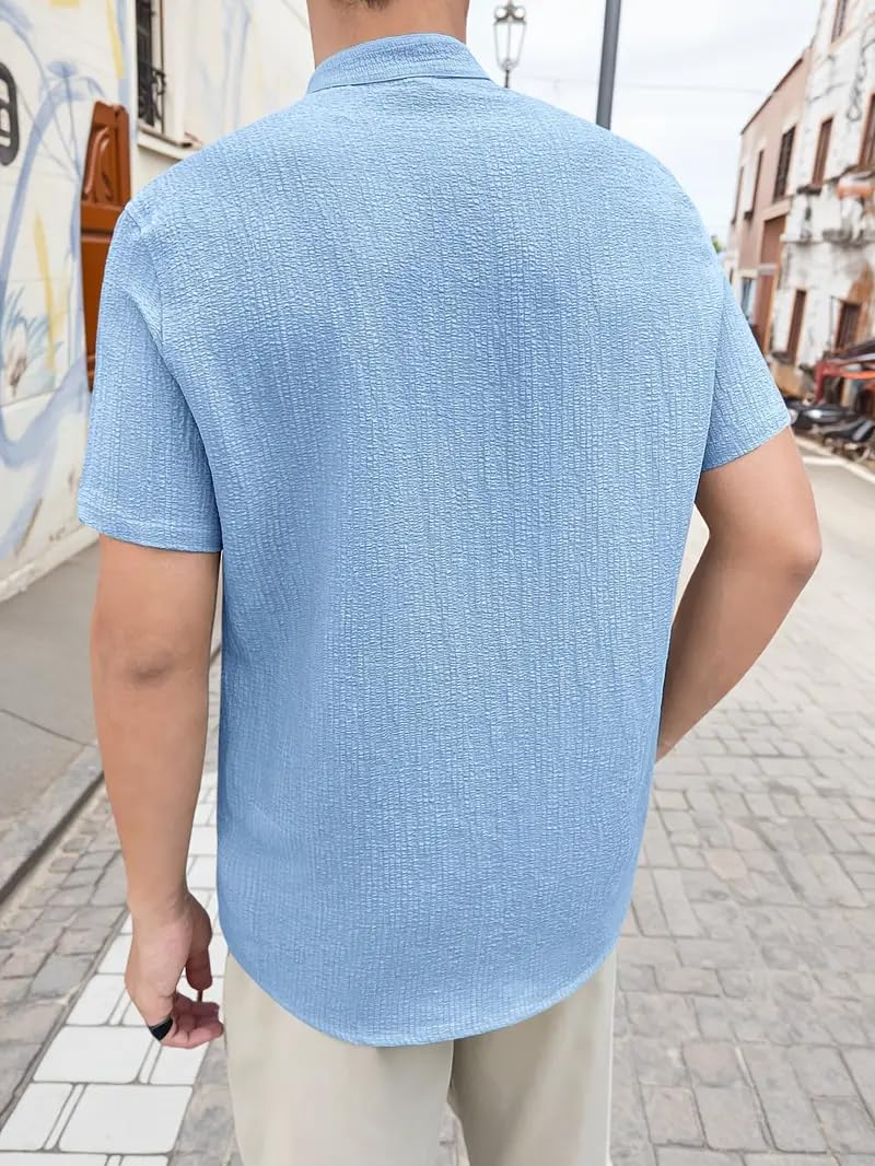 FABRIPPLE Men Solid Textured Half Sleeve Shirt - Image 2